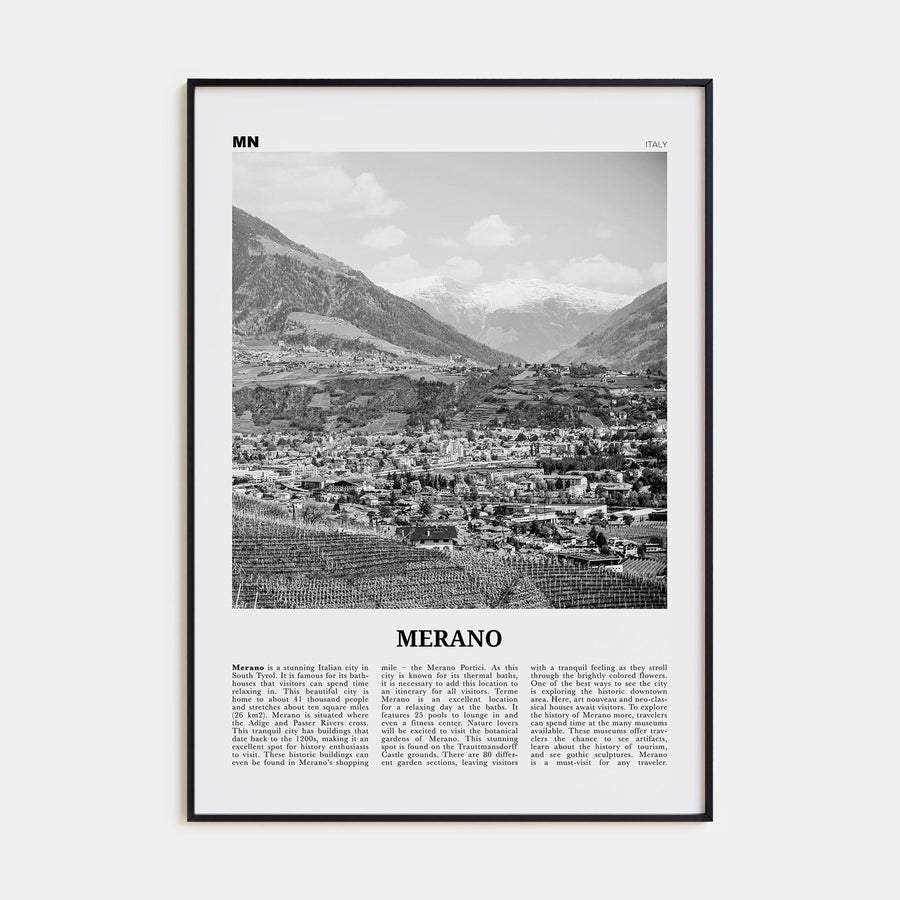 Merano Travel B&W Poster