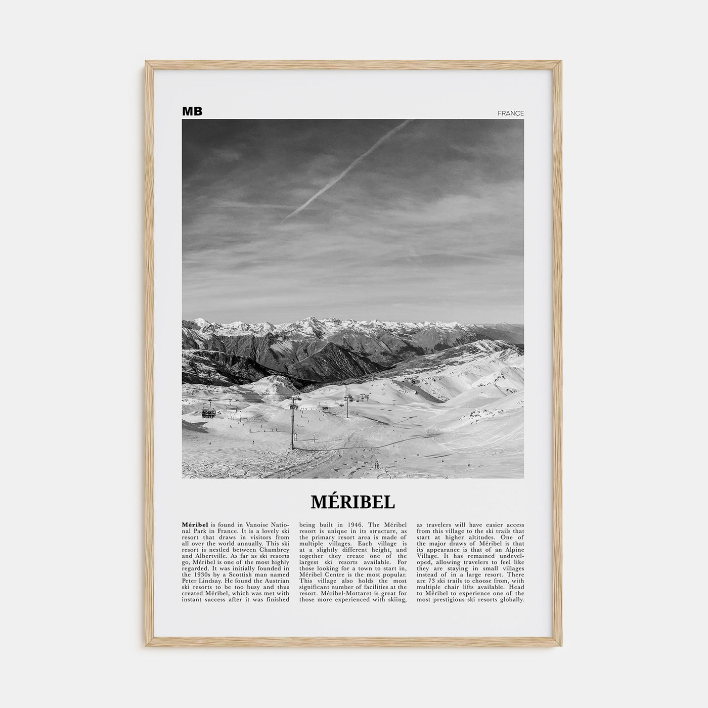 Méribel Travel B&W Poster