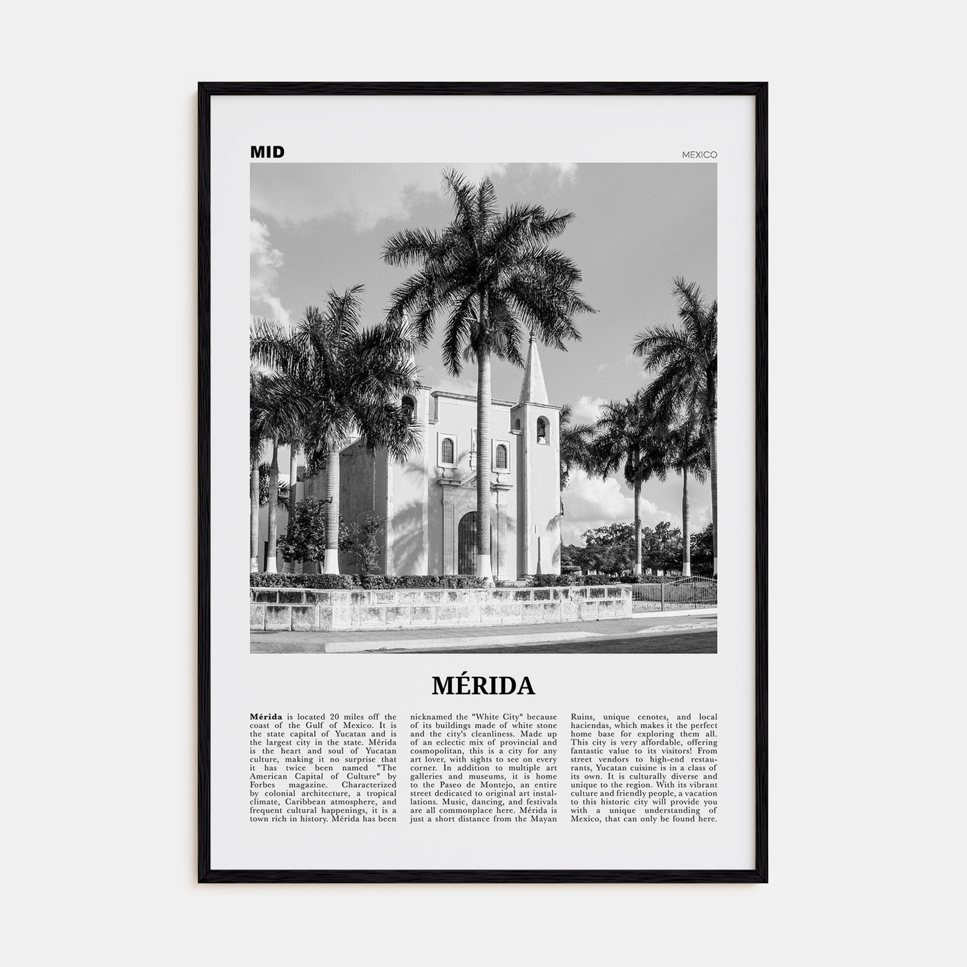 Mérida Travel B&W Poster