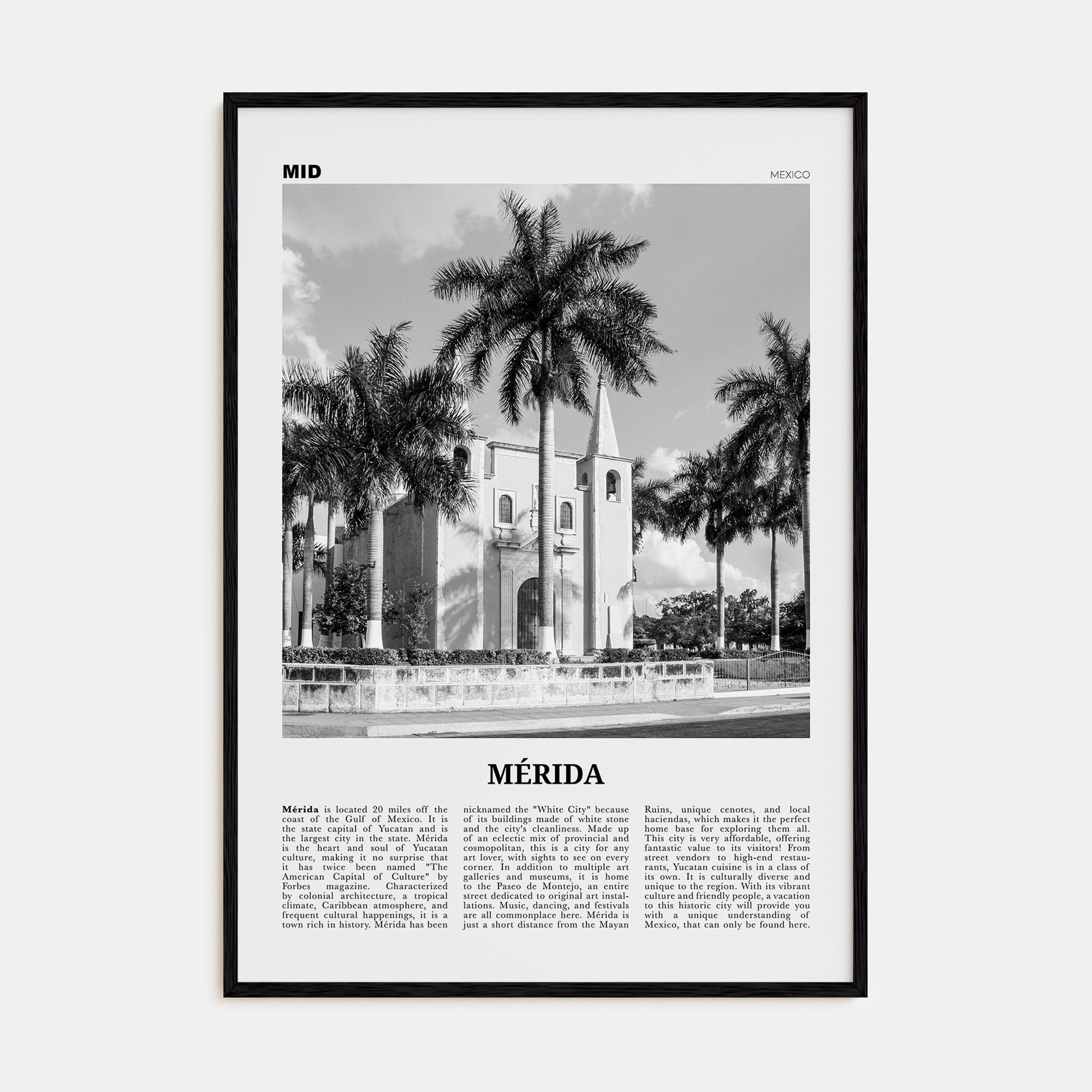 Mérida Travel B&W Poster