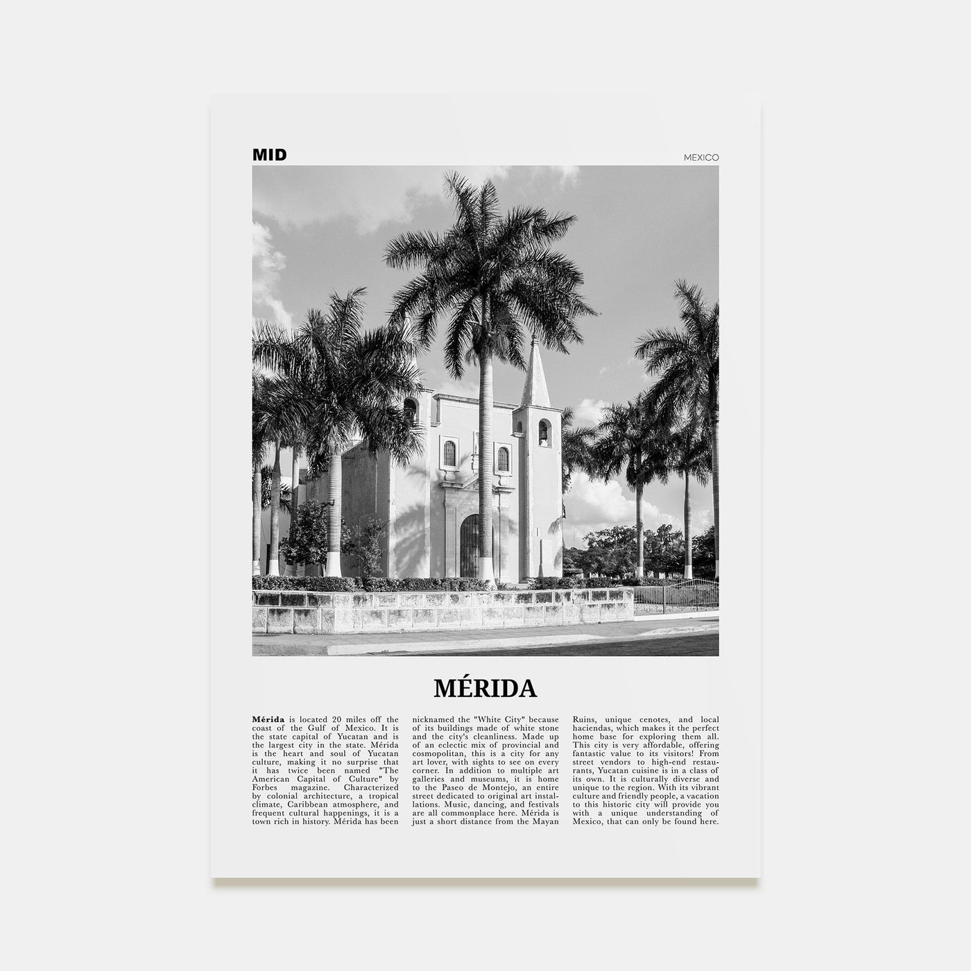 Mérida Travel B&W Poster
