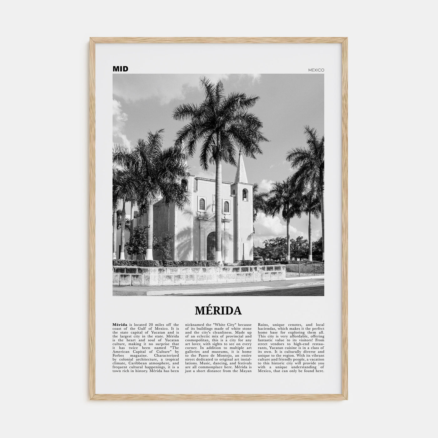 Mérida Travel B&W Poster