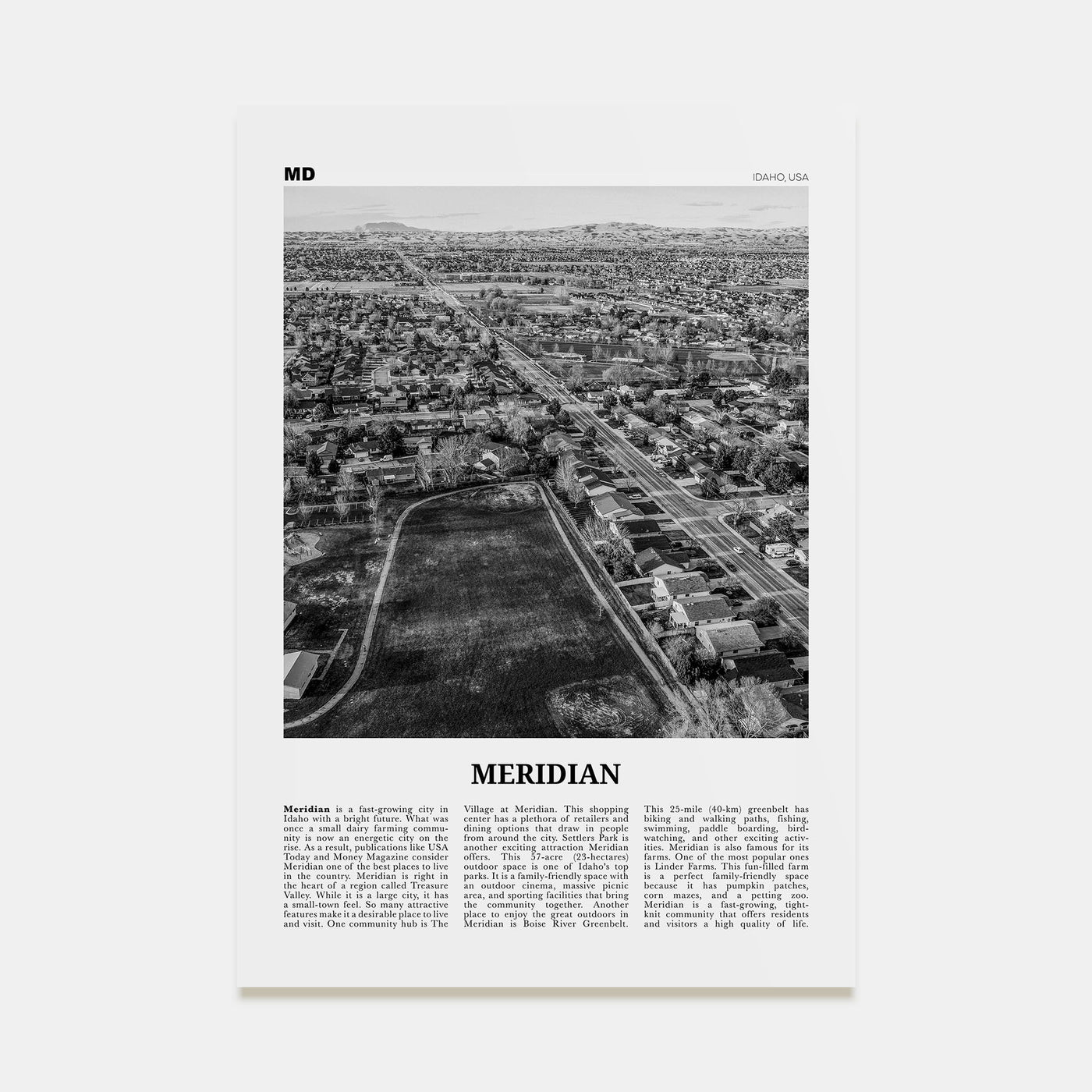 Meridian Travel B&W Poster