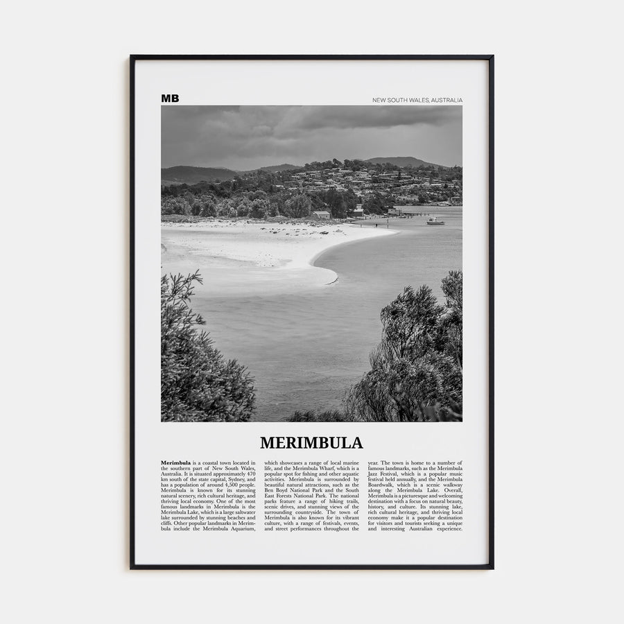 Merimbula Travel B&W Poster