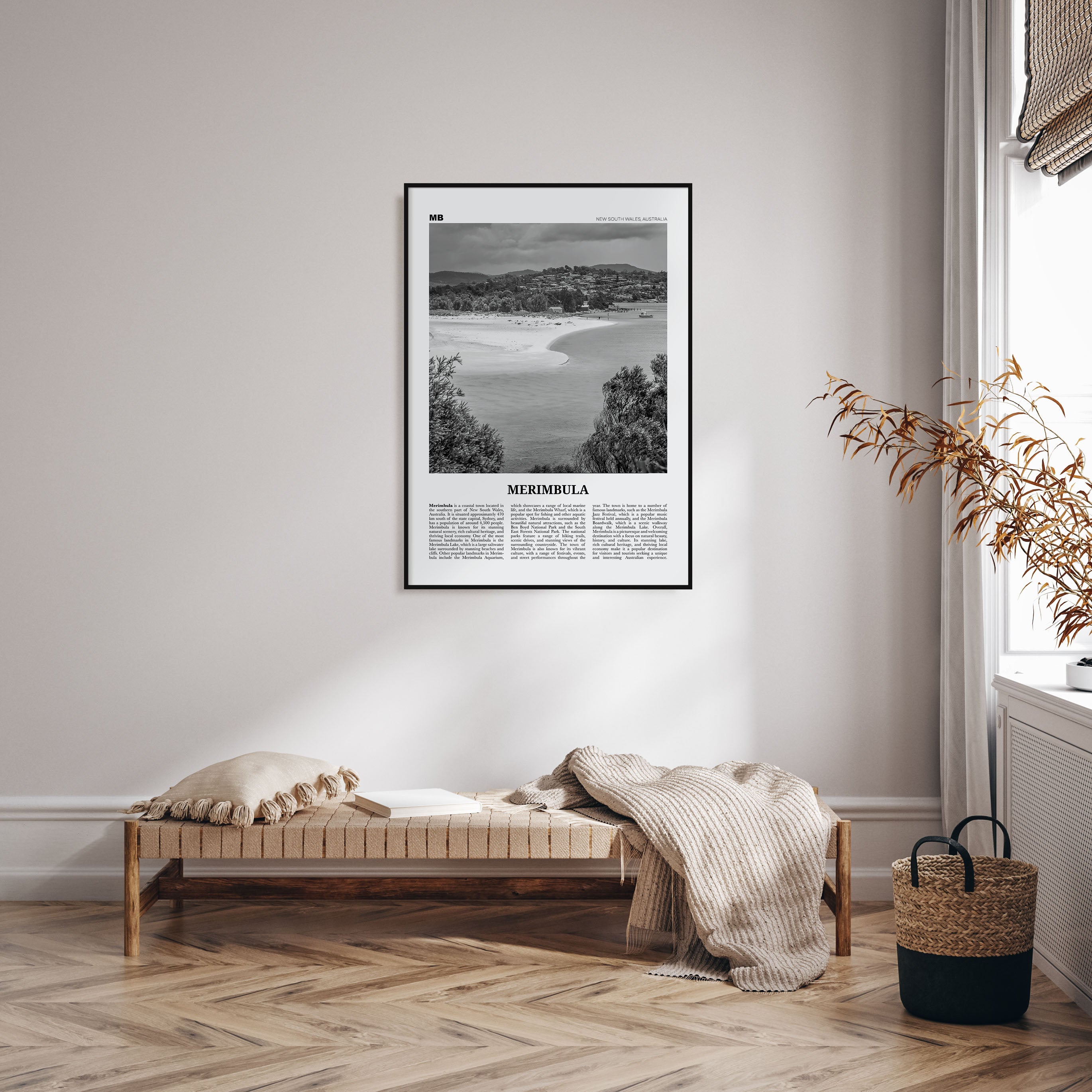 Merimbula Travel B&W Poster