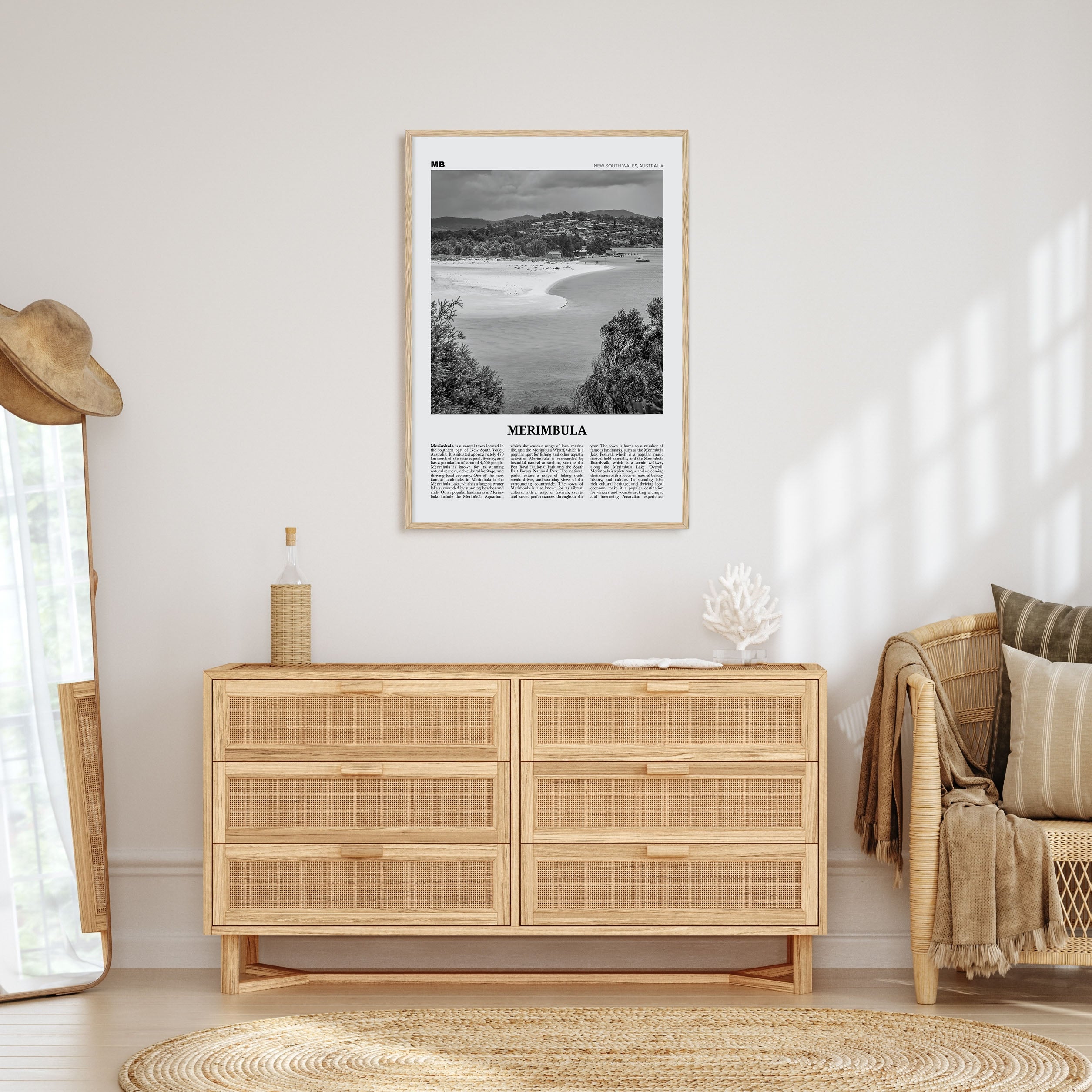 Merimbula Travel B&W Poster