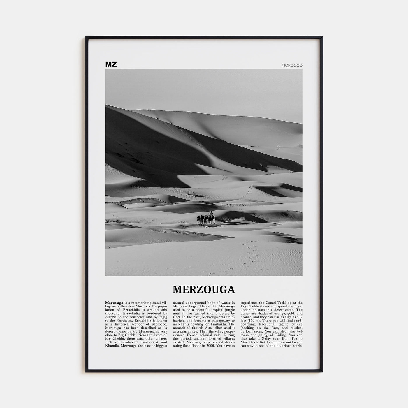 Merzouga Travel B&W Poster