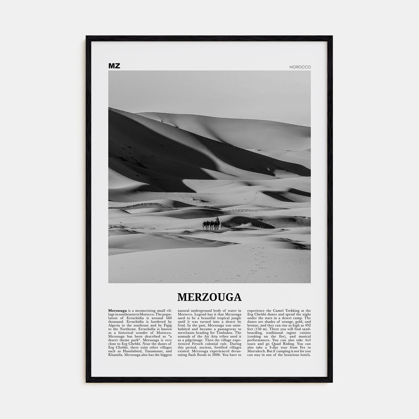 Merzouga Travel B&W Poster