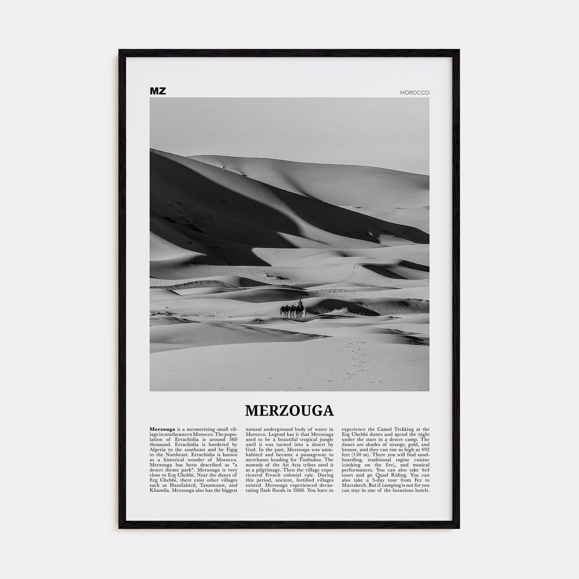 Merzouga Travel B&W Poster