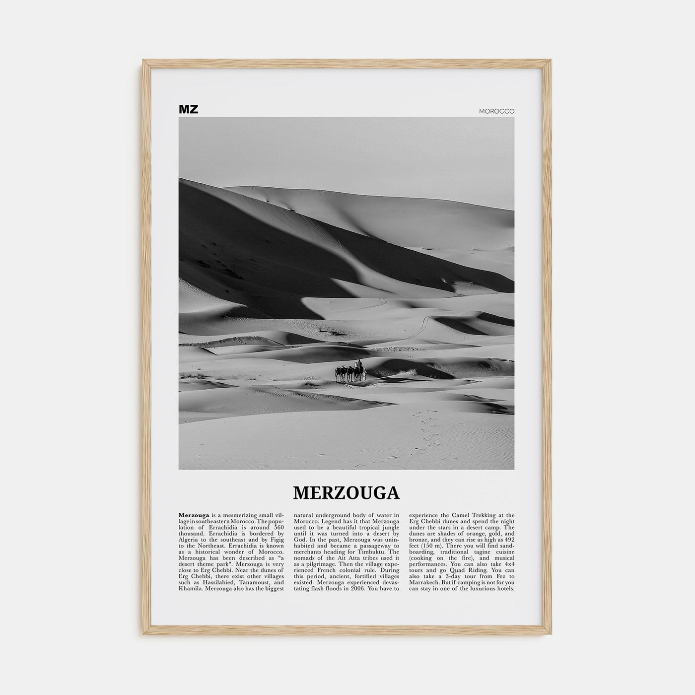 Merzouga Travel B&W Poster