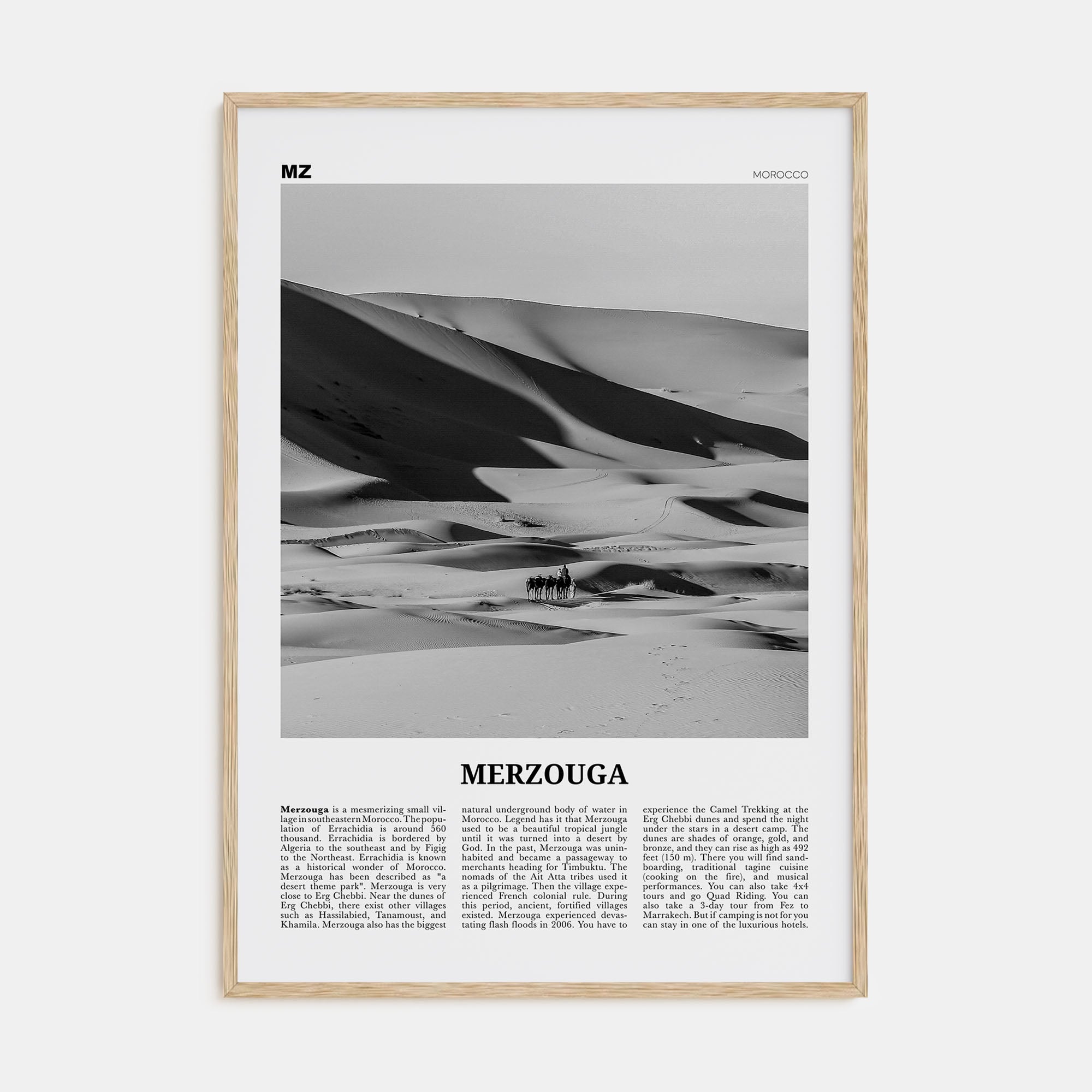Merzouga Travel B&W Poster