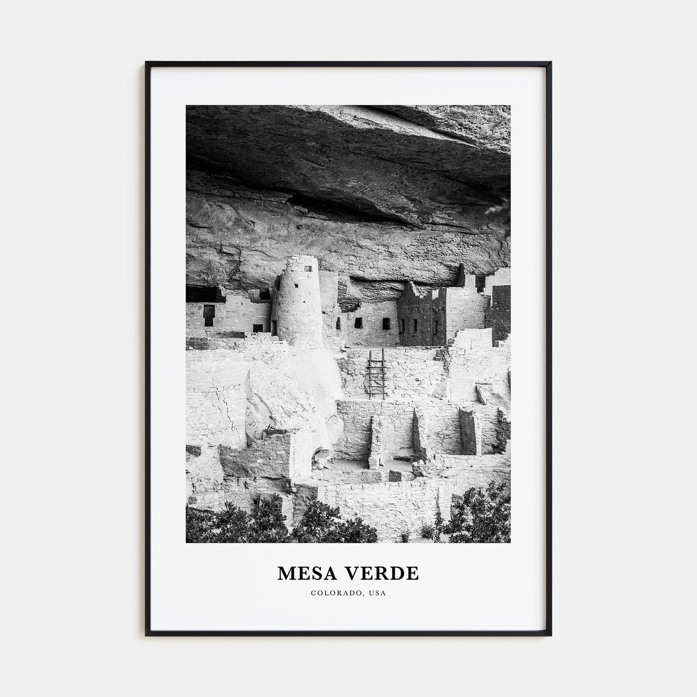 Mesa Verde National Park Portrait B&W Poster