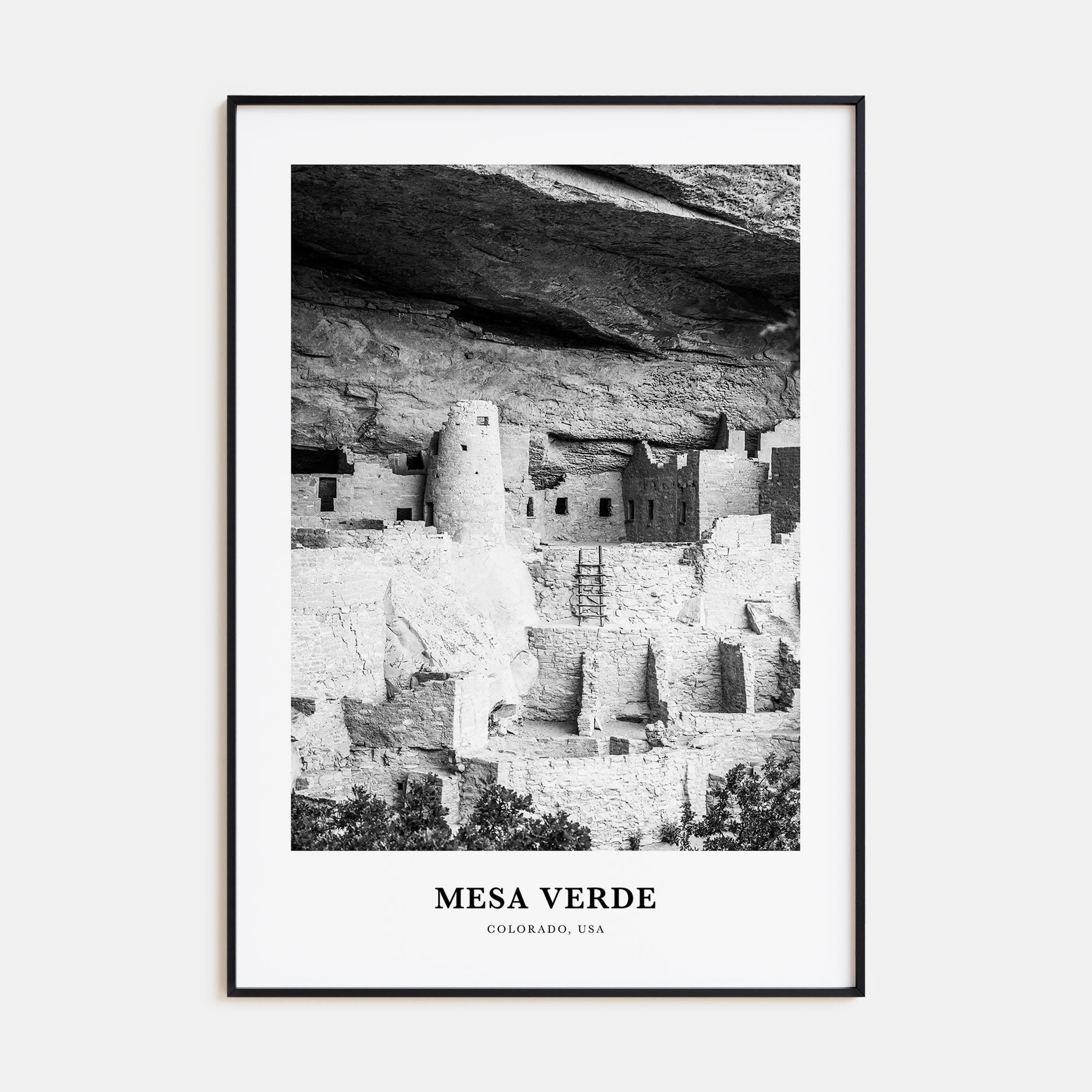 Mesa Verde National Park Portrait B&W Poster