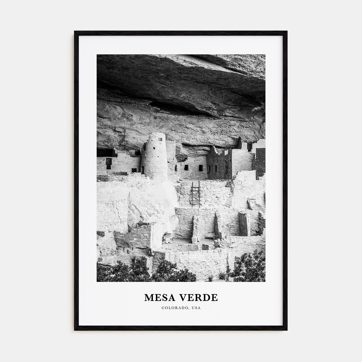 Mesa Verde National Park Portrait B&W Poster