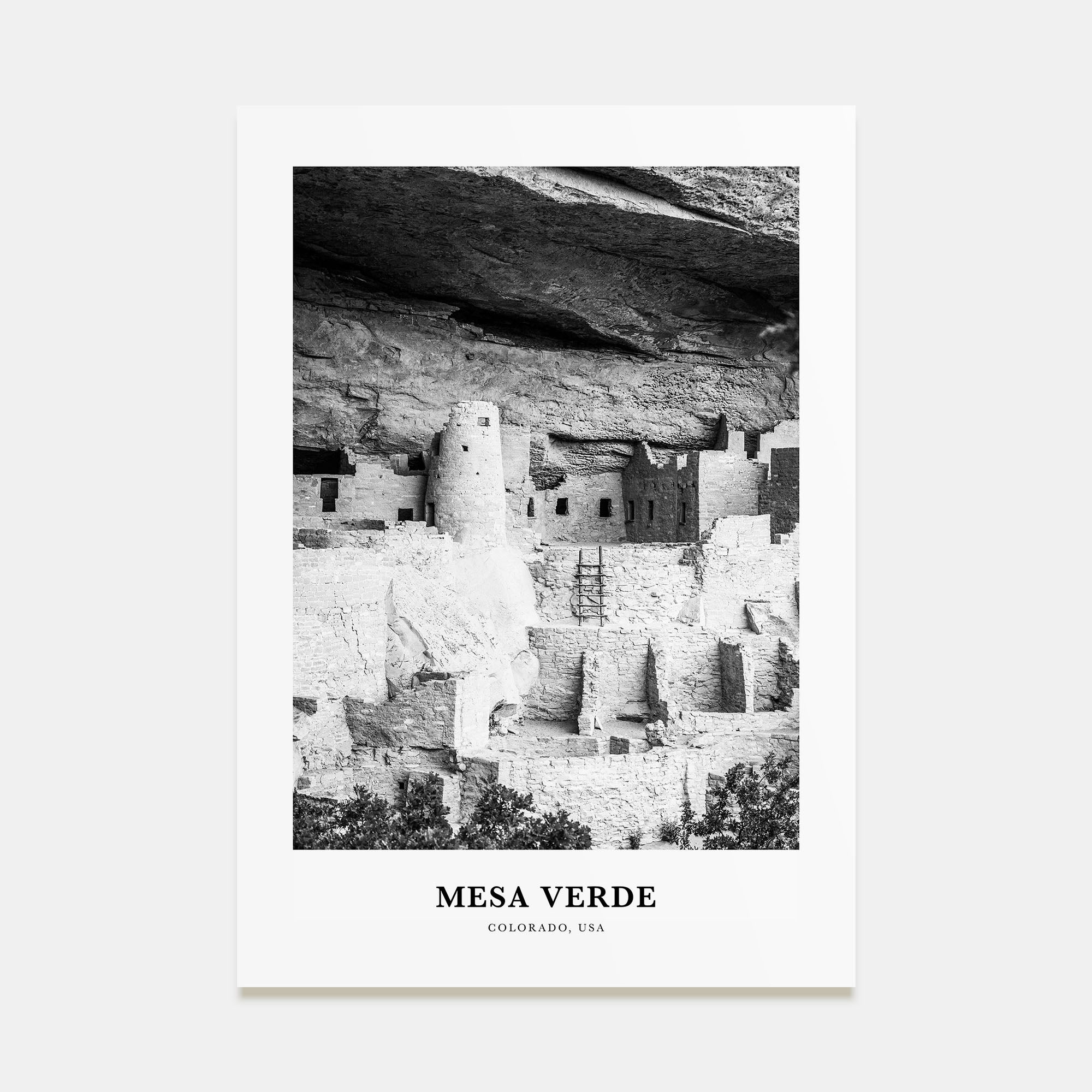 Mesa Verde National Park Portrait B&W Poster