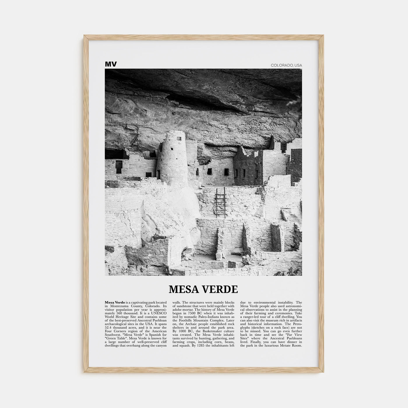 Mesa Verde National Park Travel B&W Poster