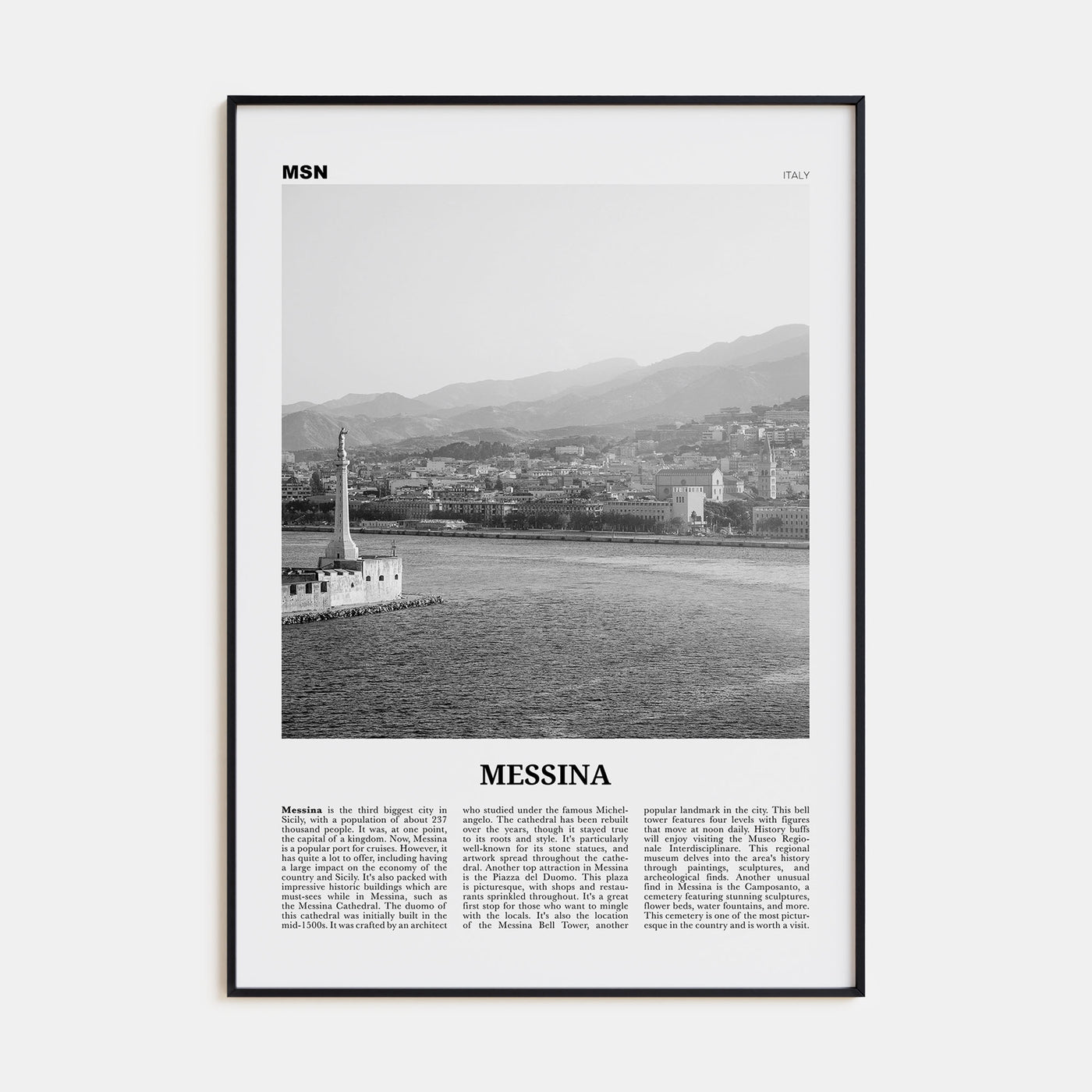 Messina Travel B&W Poster