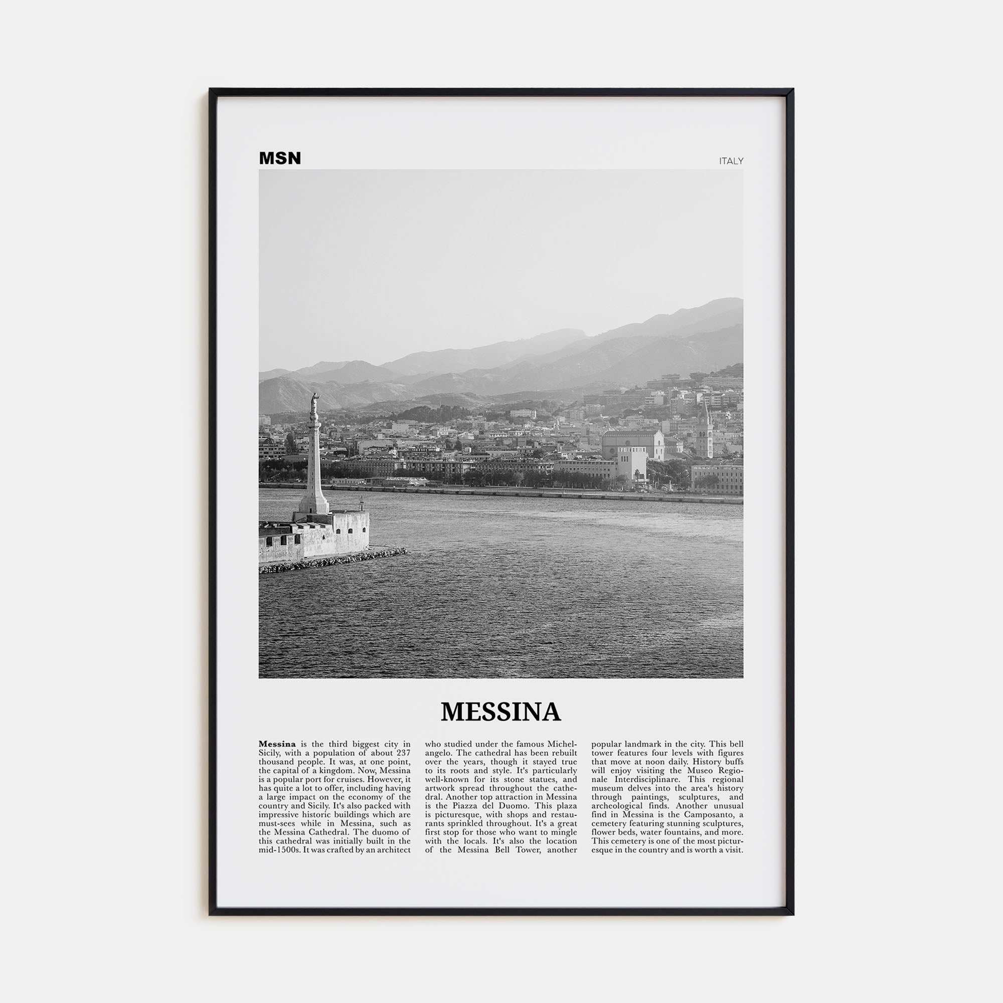 Messina Travel B&W Poster