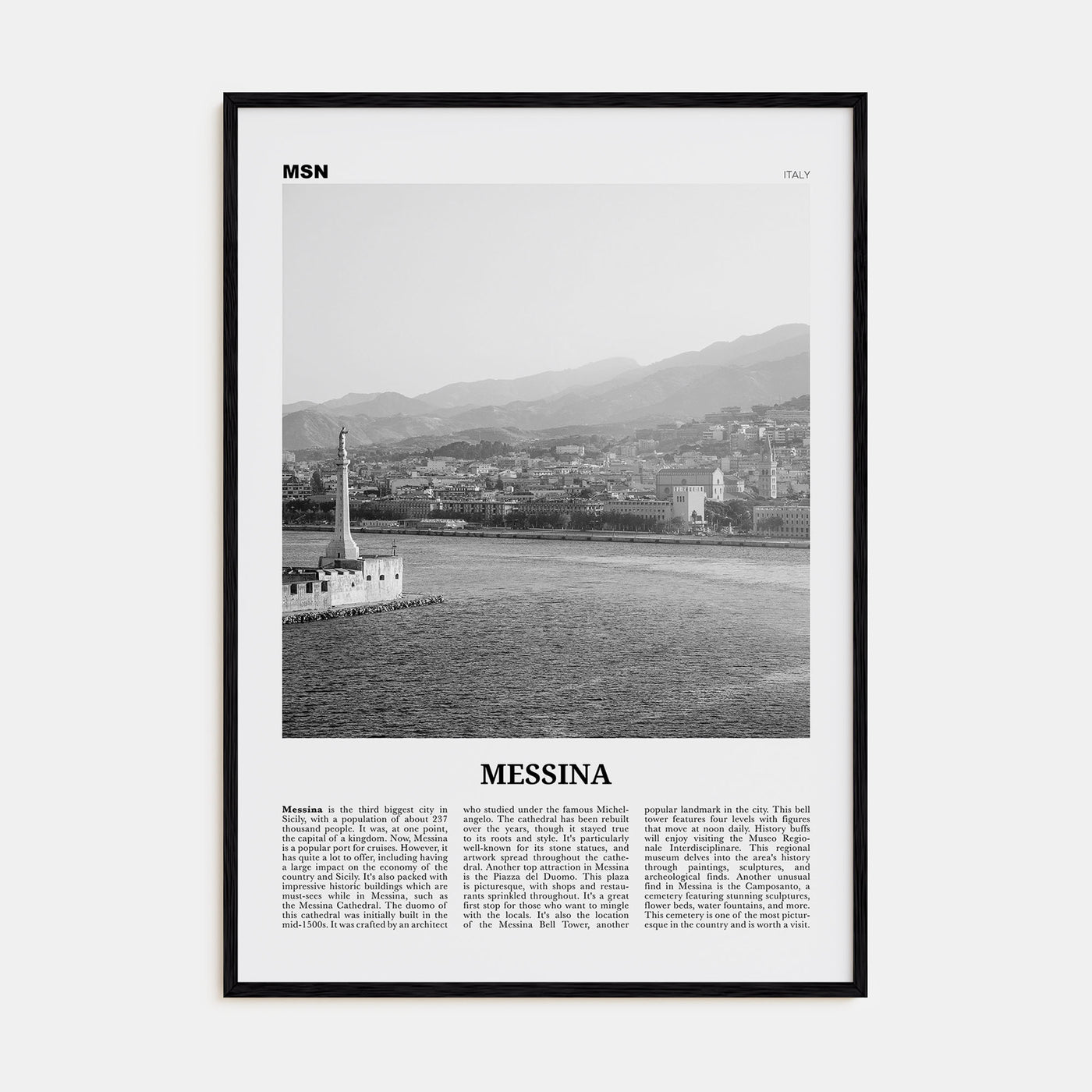 Messina Travel B&W Poster