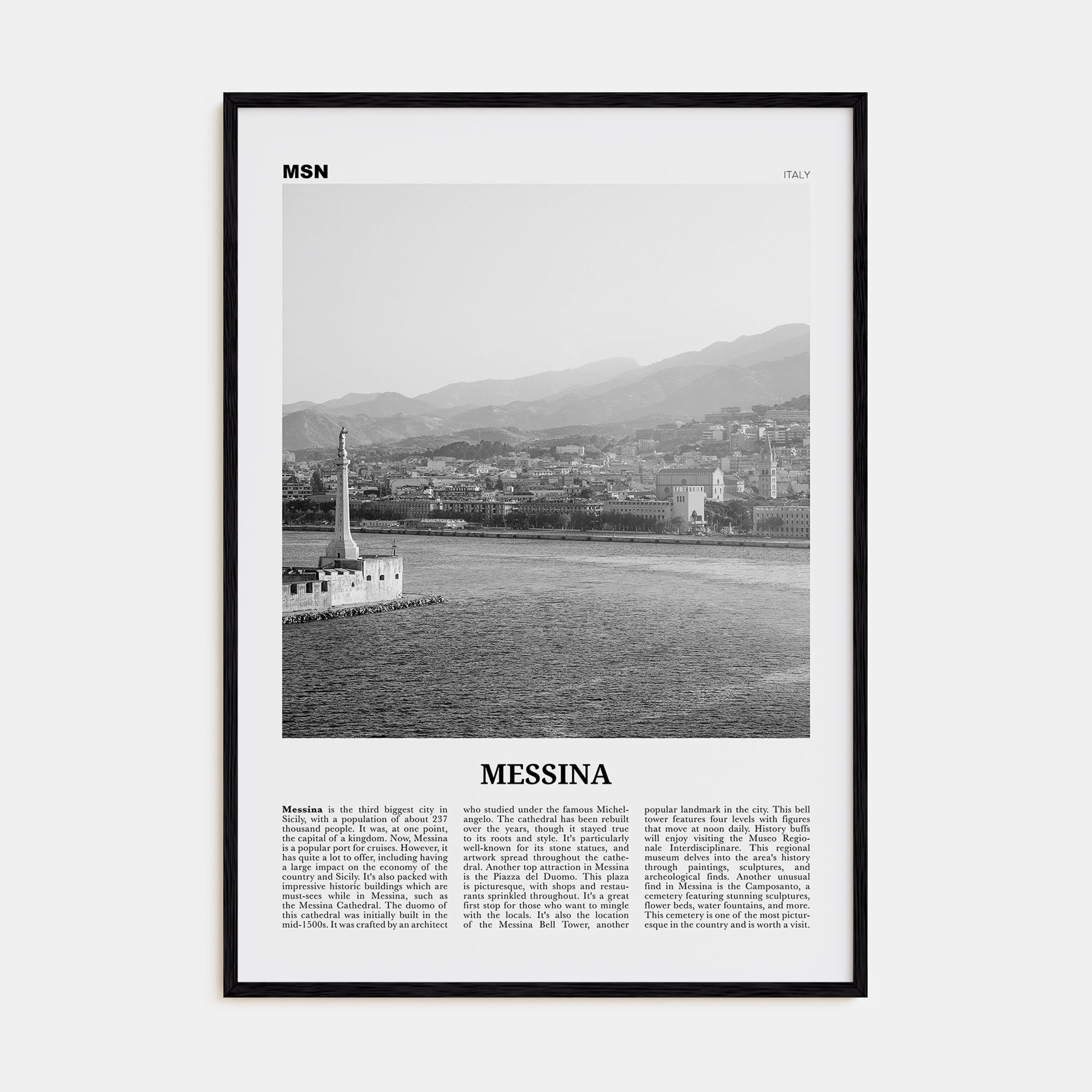 Messina Travel B&W Poster