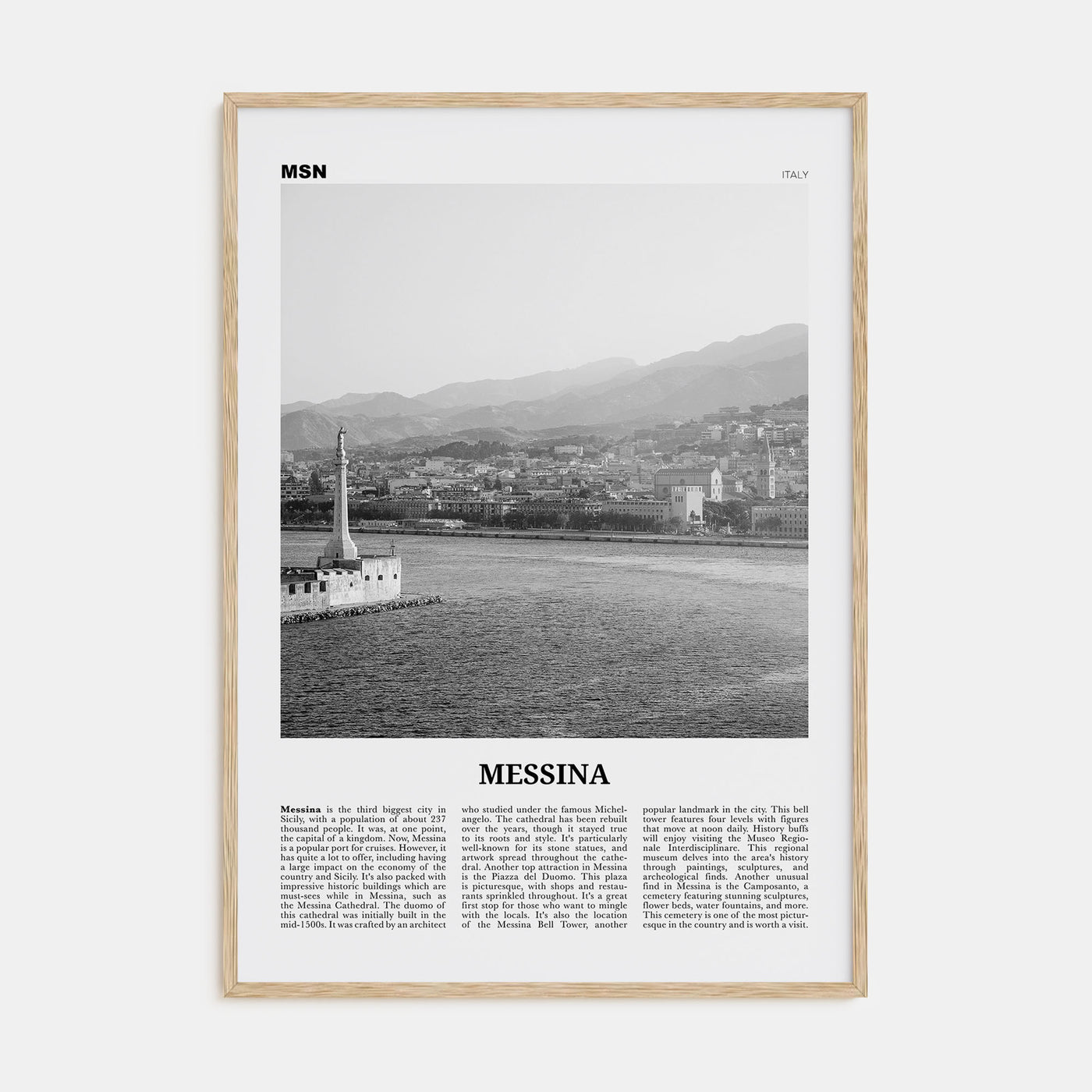 Messina Travel B&W Poster