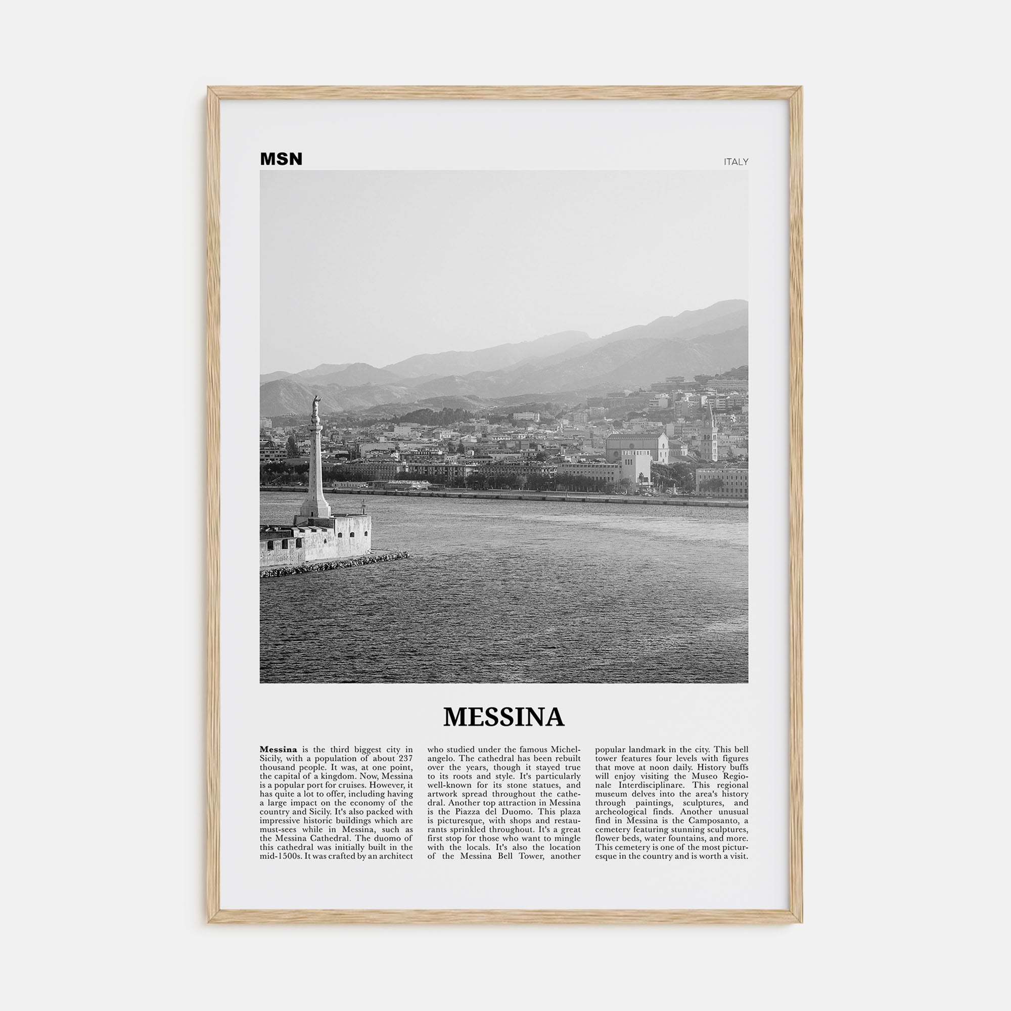 Messina Travel B&W Poster