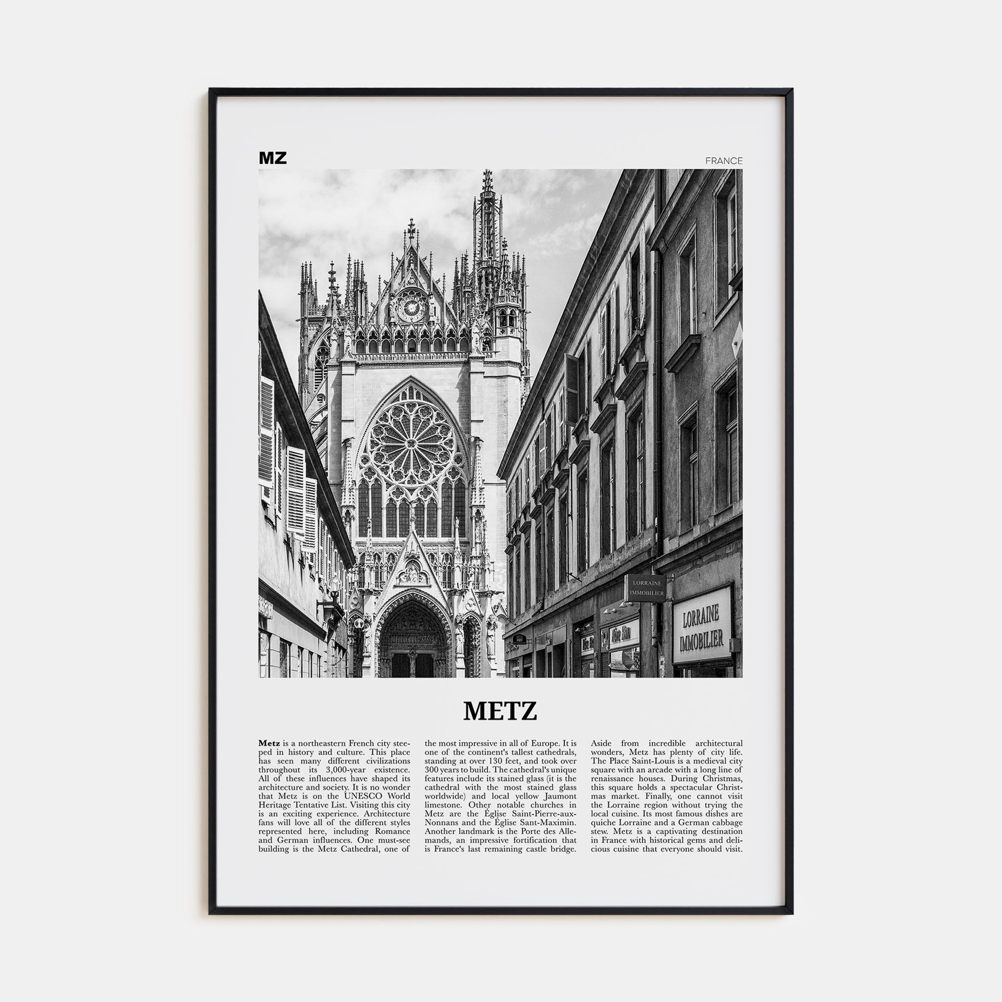 Metz Travel B&W Poster