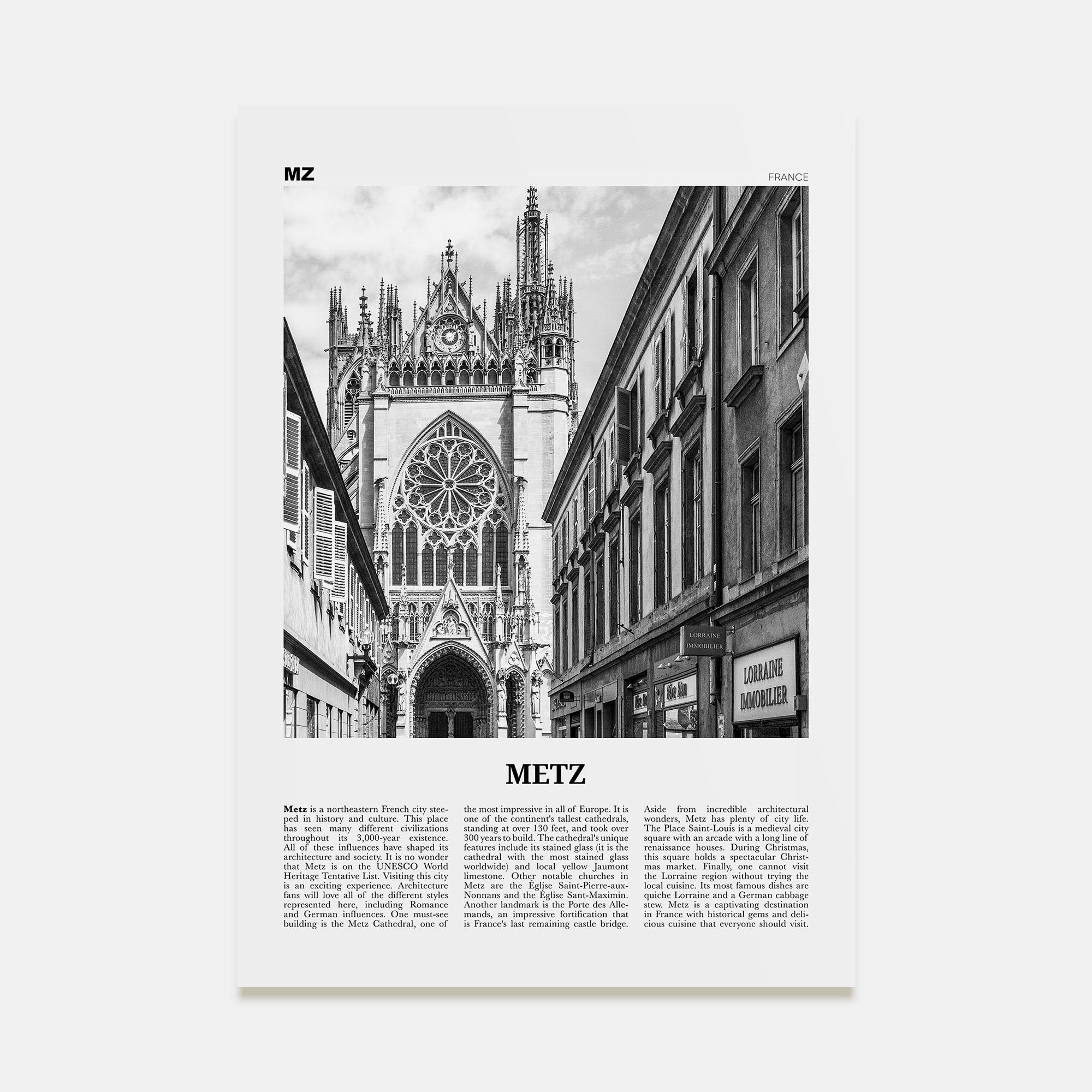 Metz Travel B&W Poster