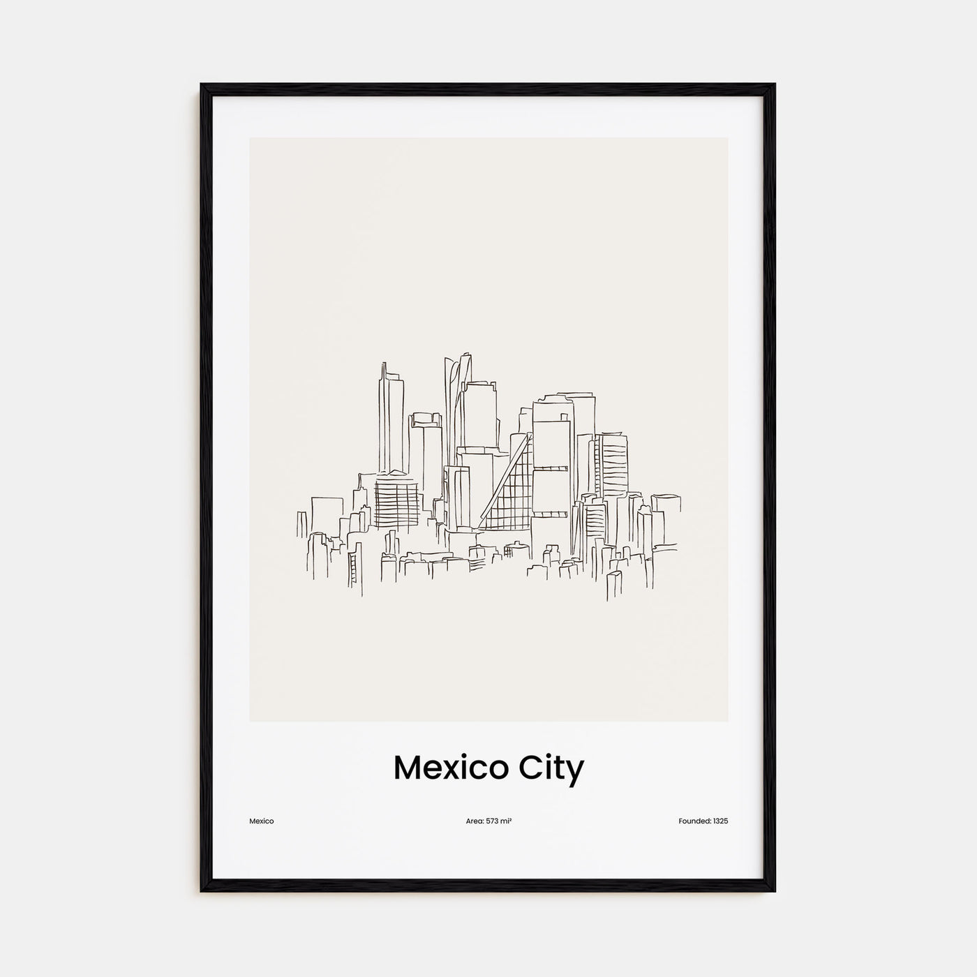 Mexico City Drawn Poster