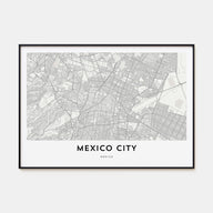 Mexico City Map Landscape Poster