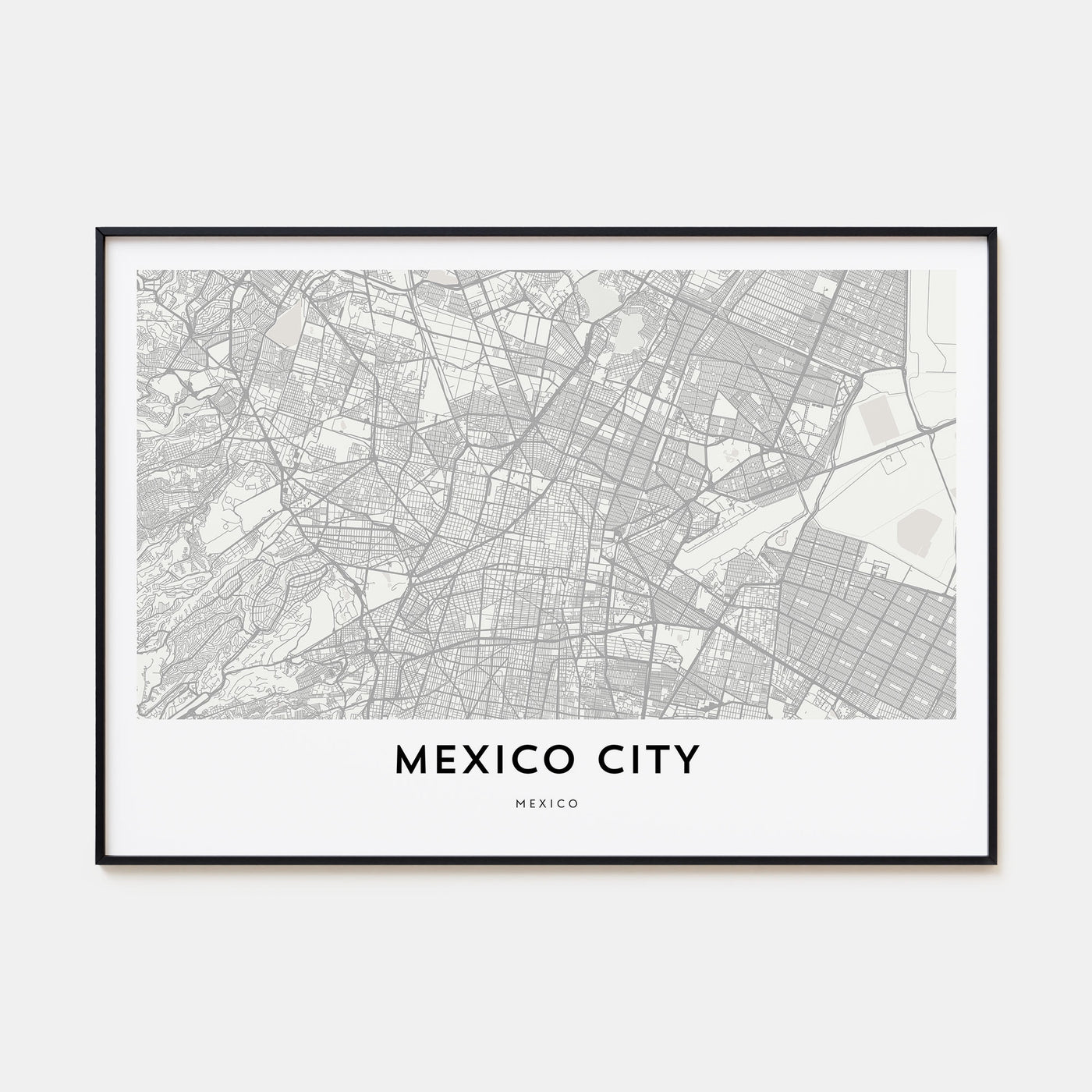 Mexico City Map Landscape Poster
