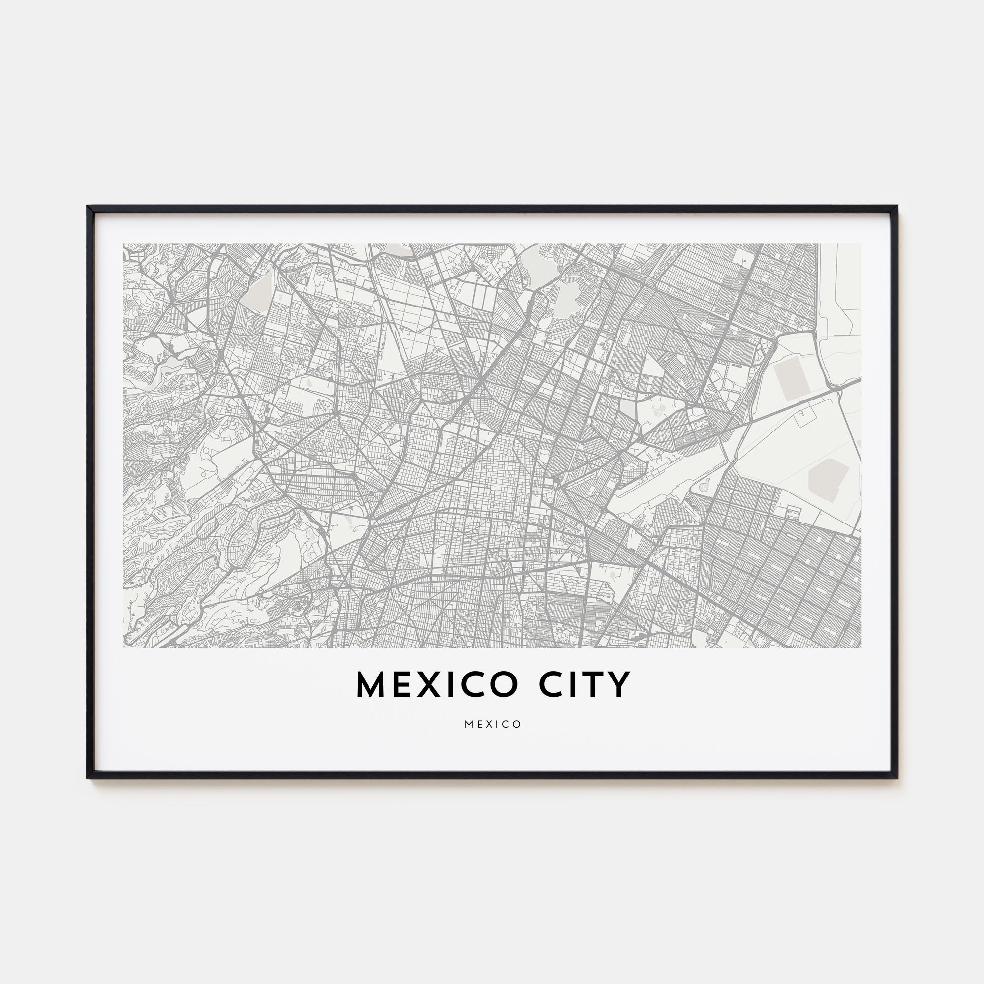 Mexico City Map Landscape Poster