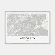 Mexico City Map Landscape Poster