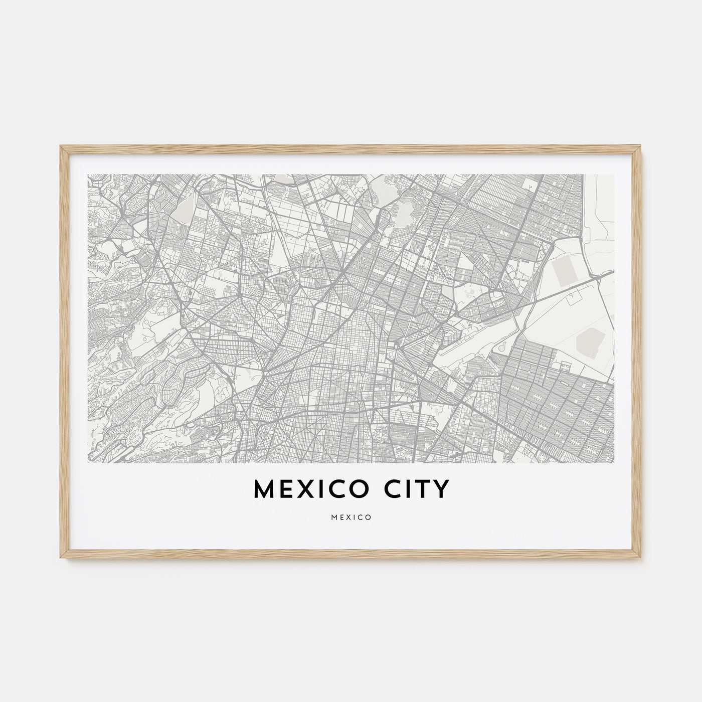 Mexico City Map Landscape Poster