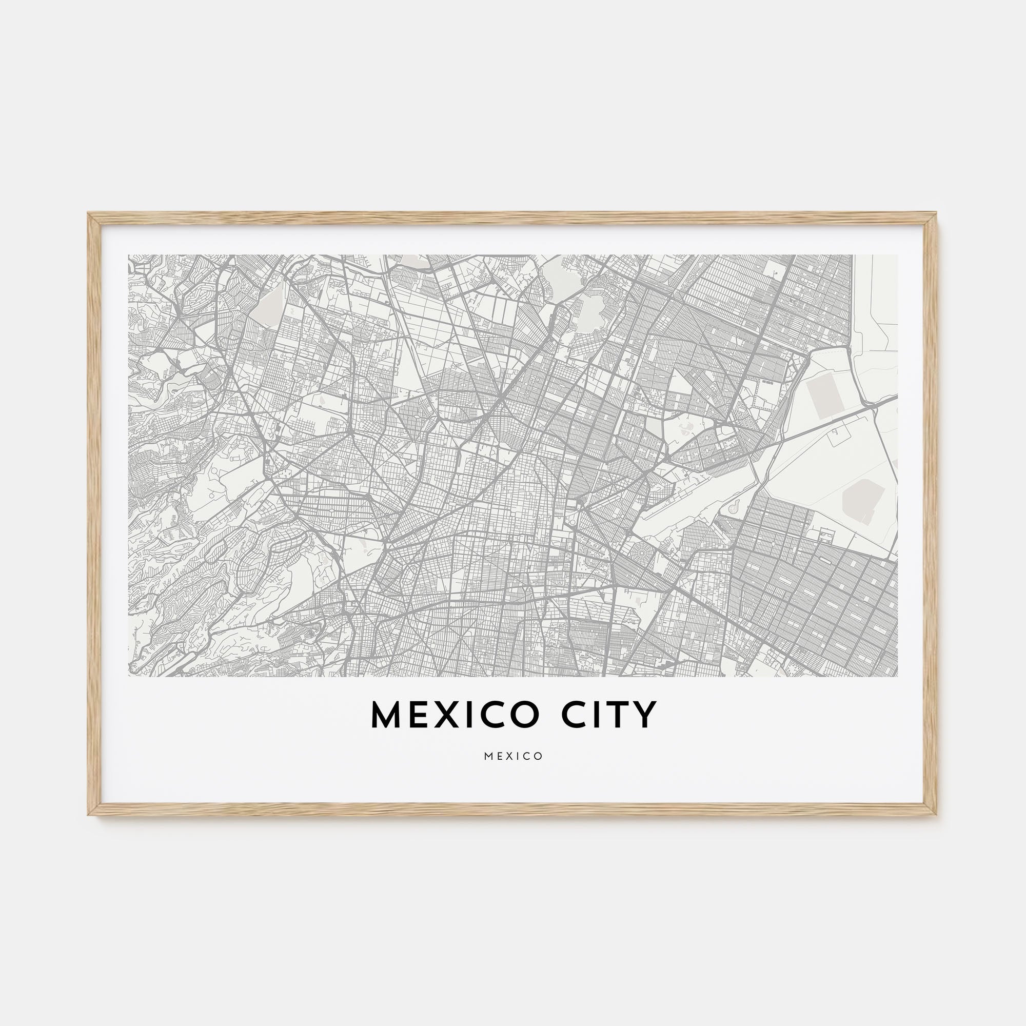 Mexico City Map Landscape Poster