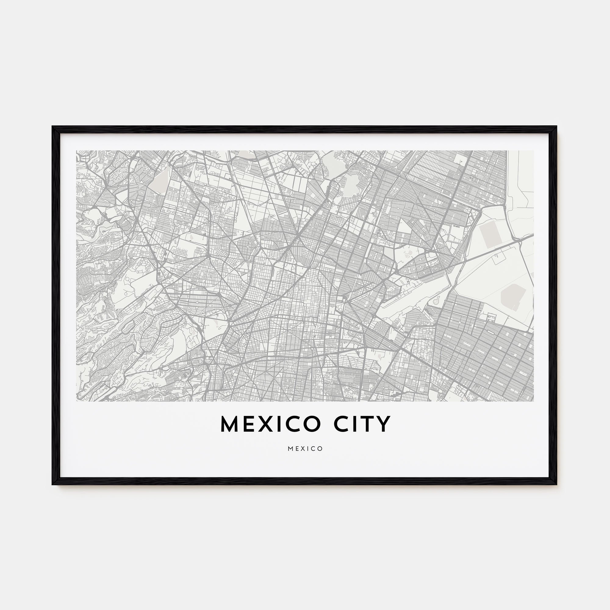 Mexico City Map Landscape Poster