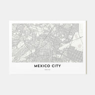 Mexico City Map Landscape Poster
