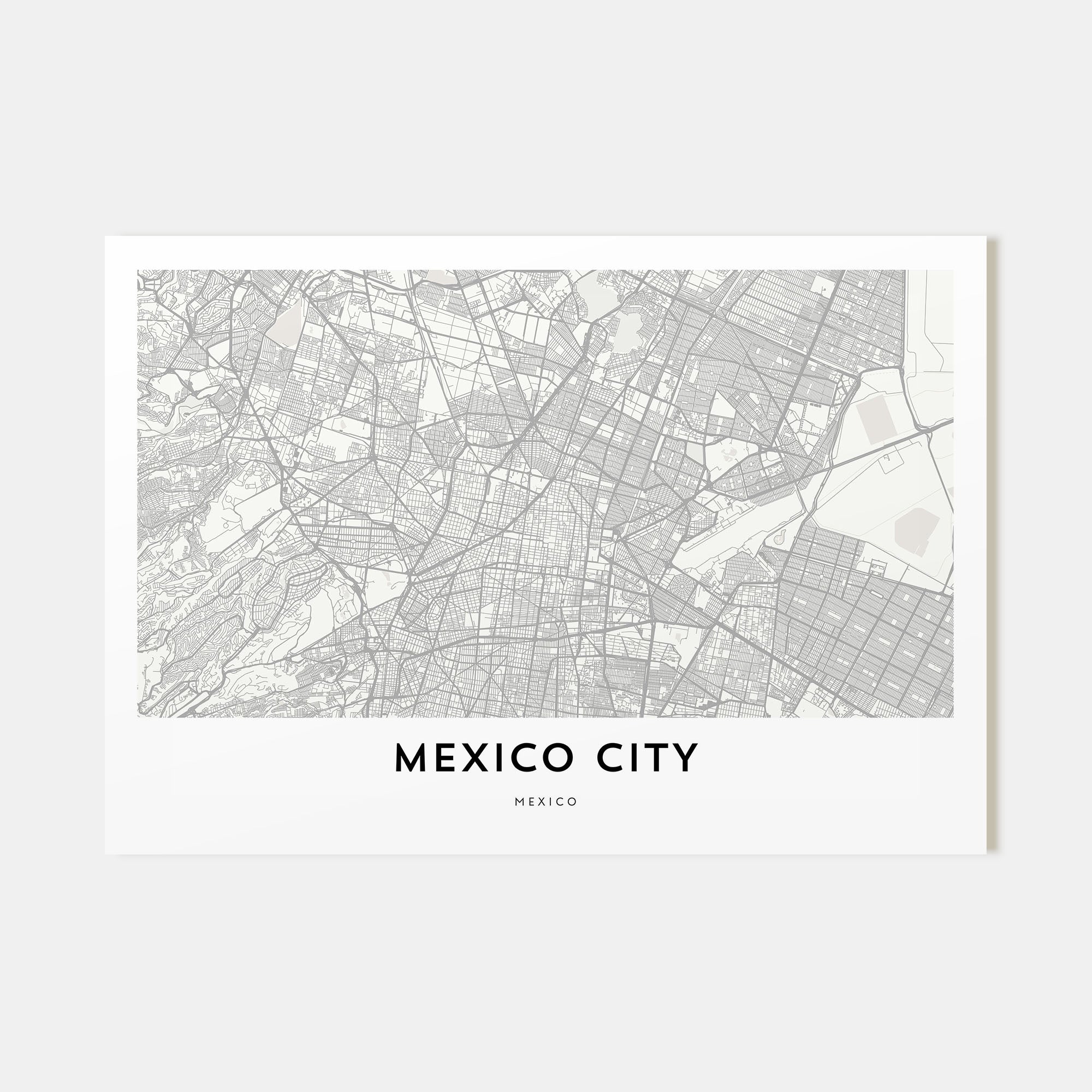 Mexico City Map Landscape Poster