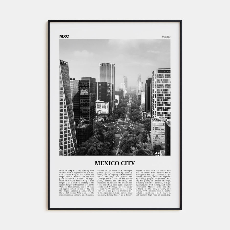 Mexico City Travel B&W No 1 Poster