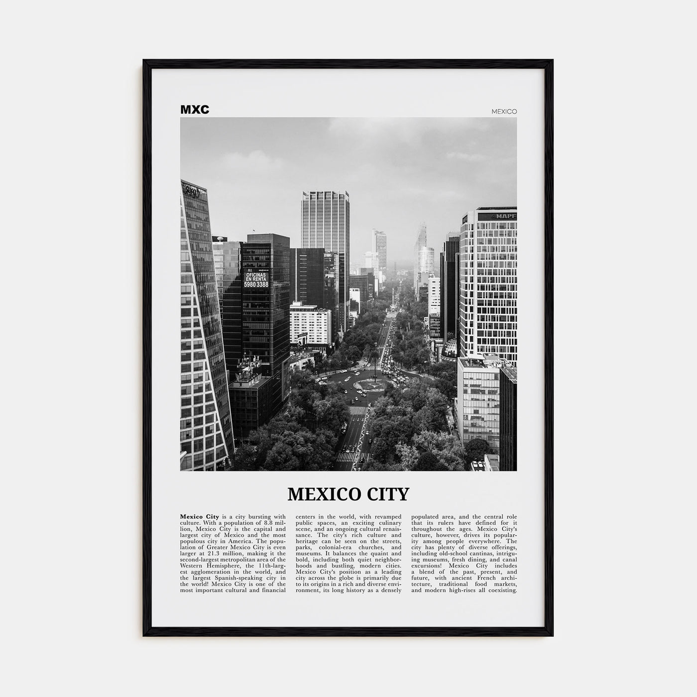 Mexico City Travel B&W No 1 Poster