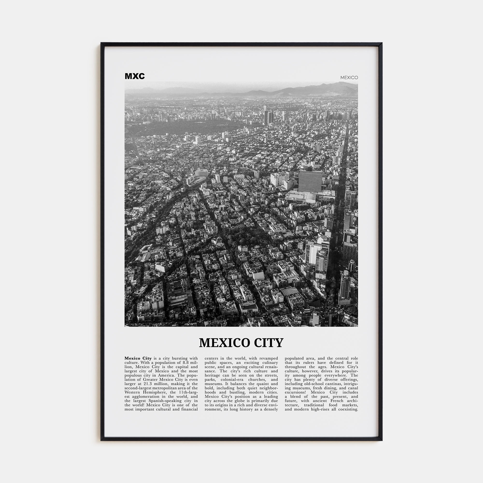 Mexico City Travel B&W No 3 Poster