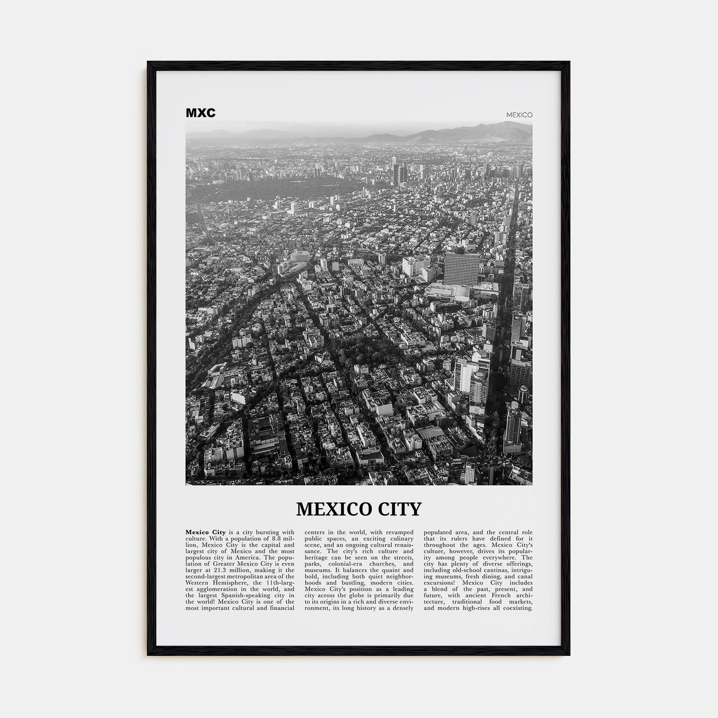 Mexico City Travel B&W No 3 Poster
