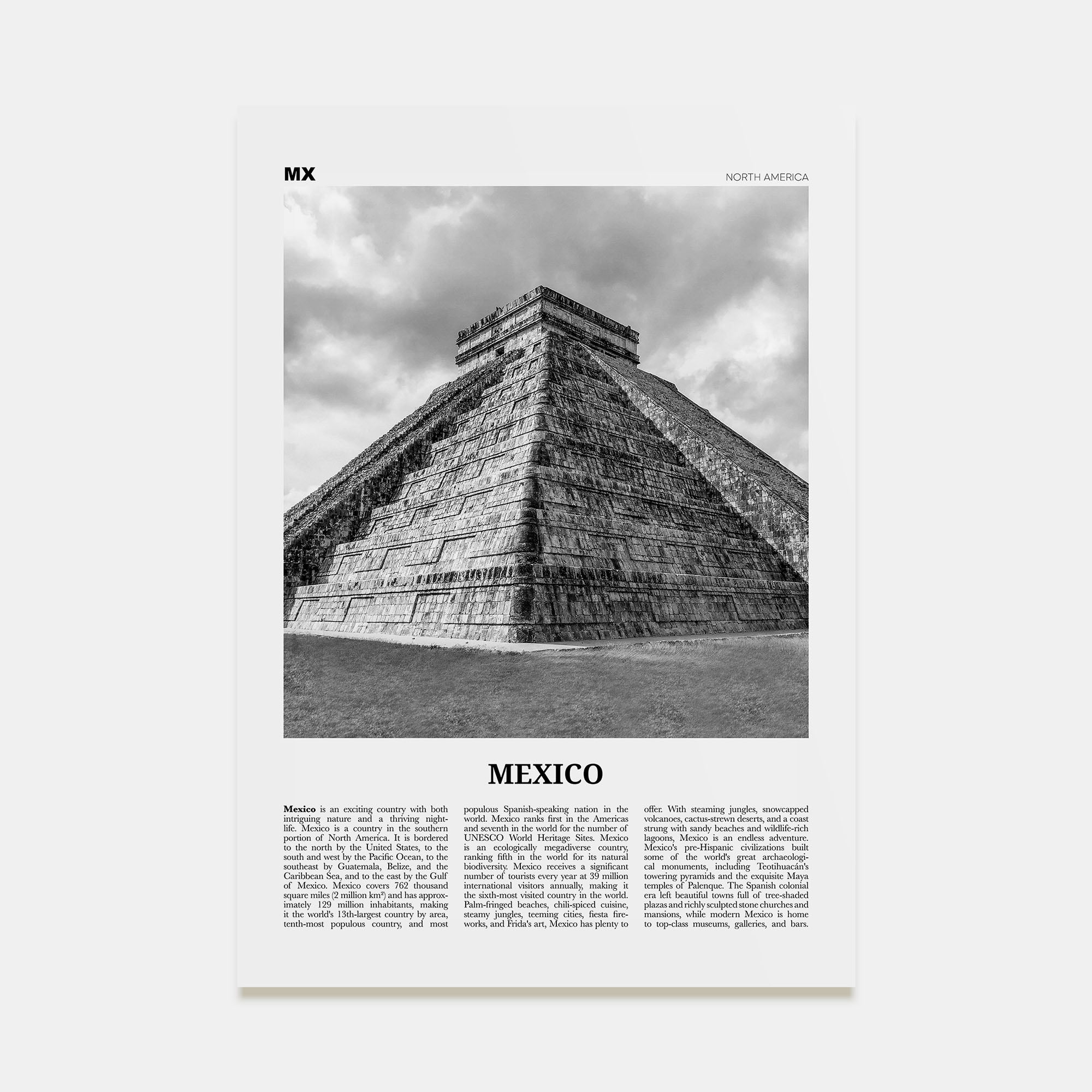 Mexico Travel B&W No 3 Poster