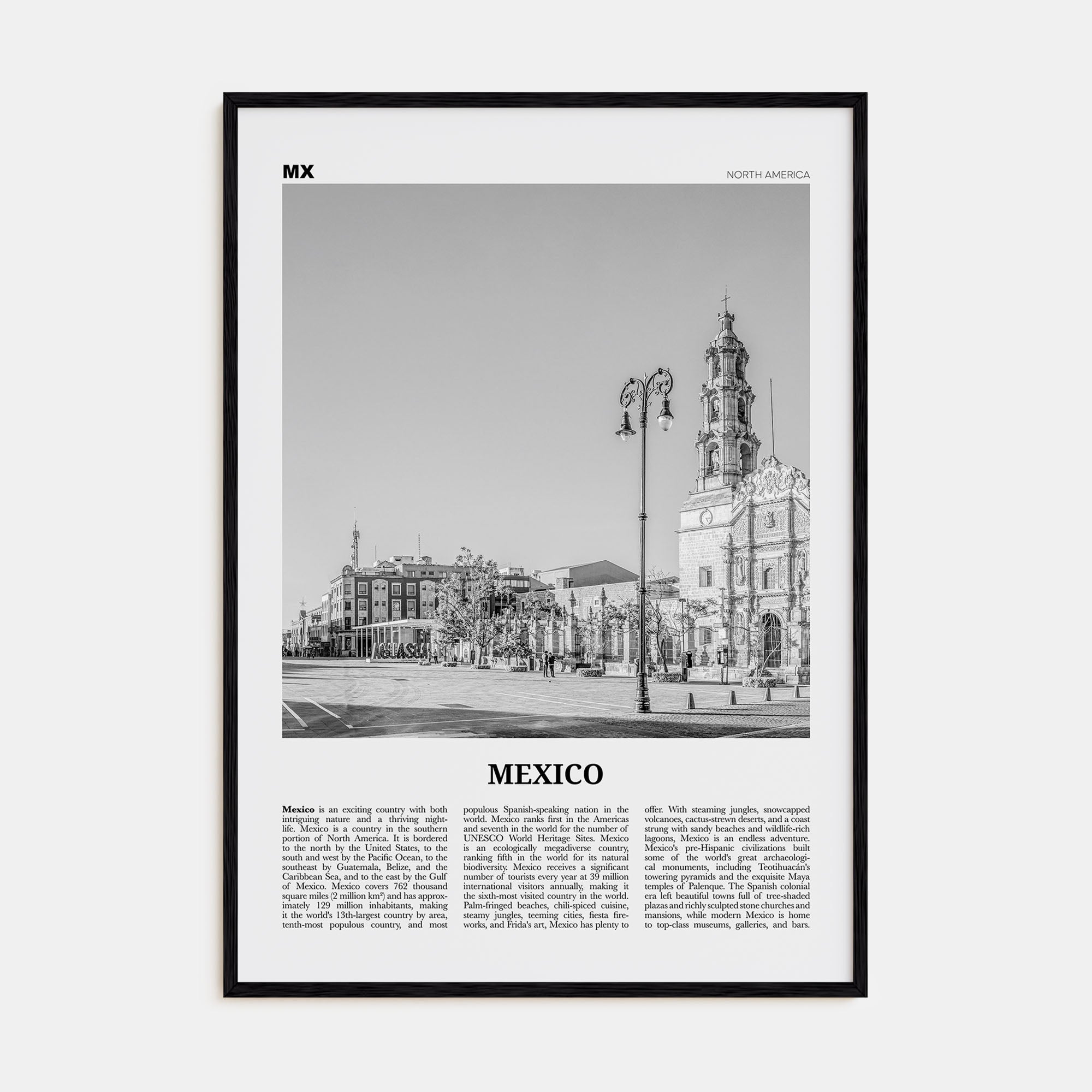 Mexico Travel B&W No 4 Poster