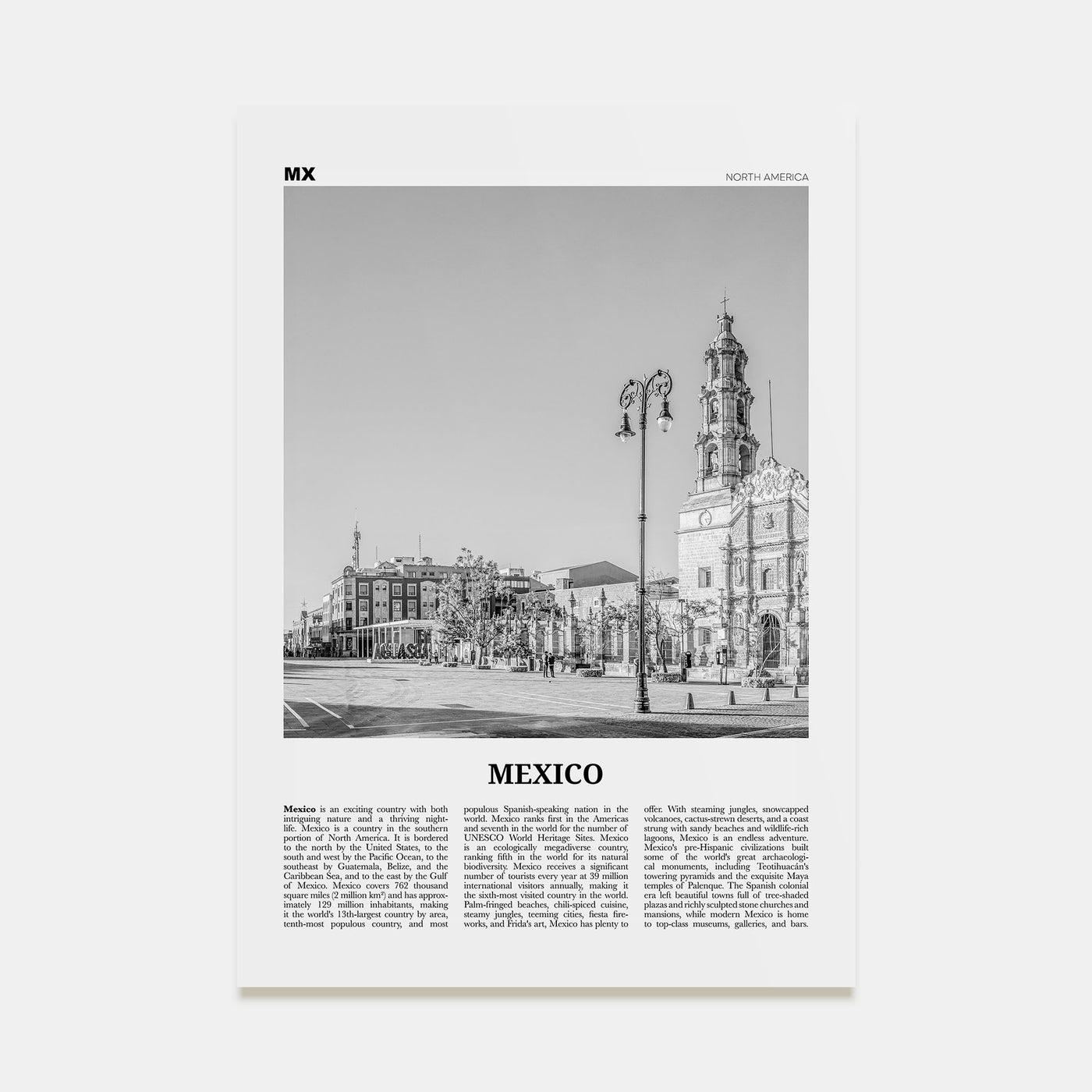 Mexico Travel B&W No 4 Poster