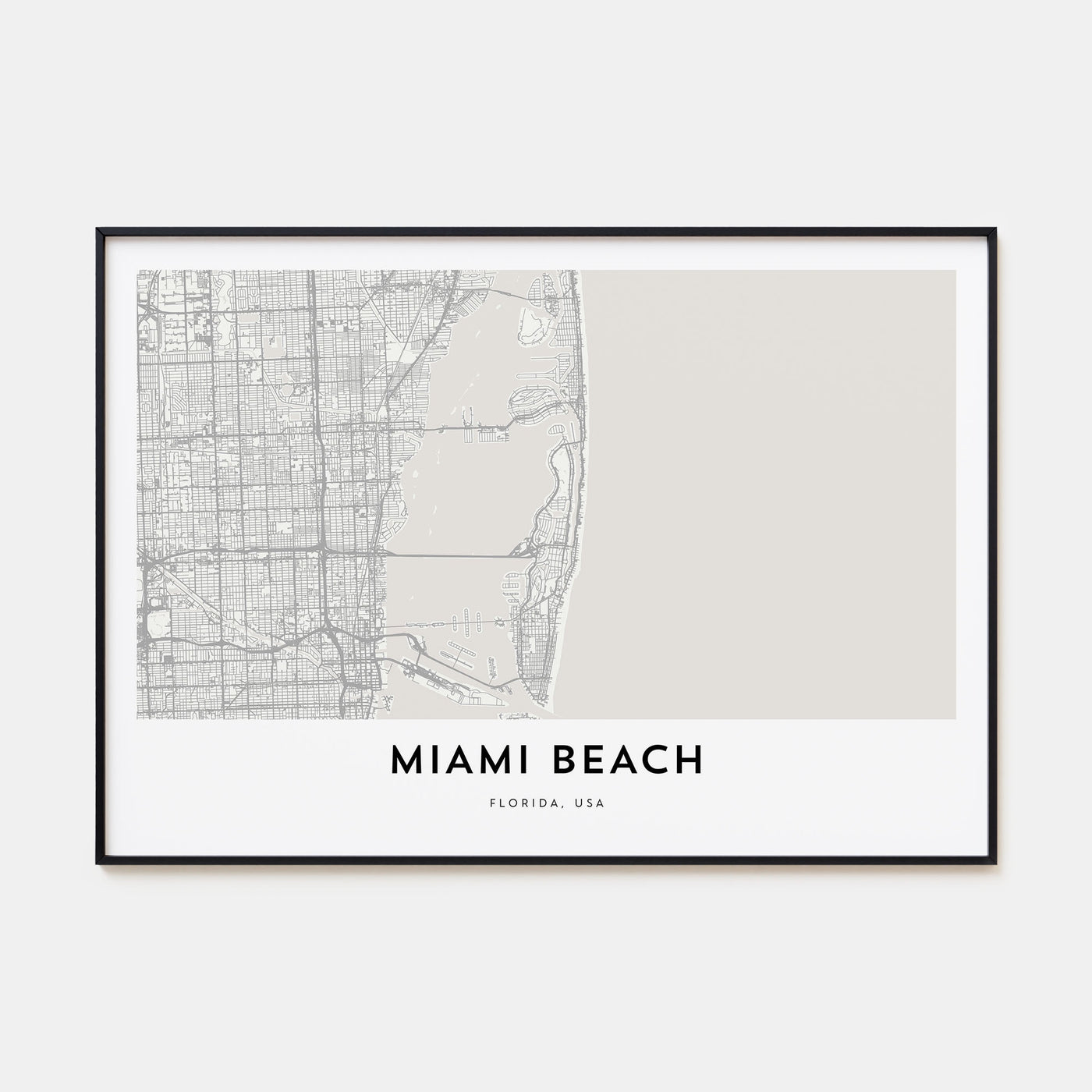 Miami Beach Map Landscape Poster
