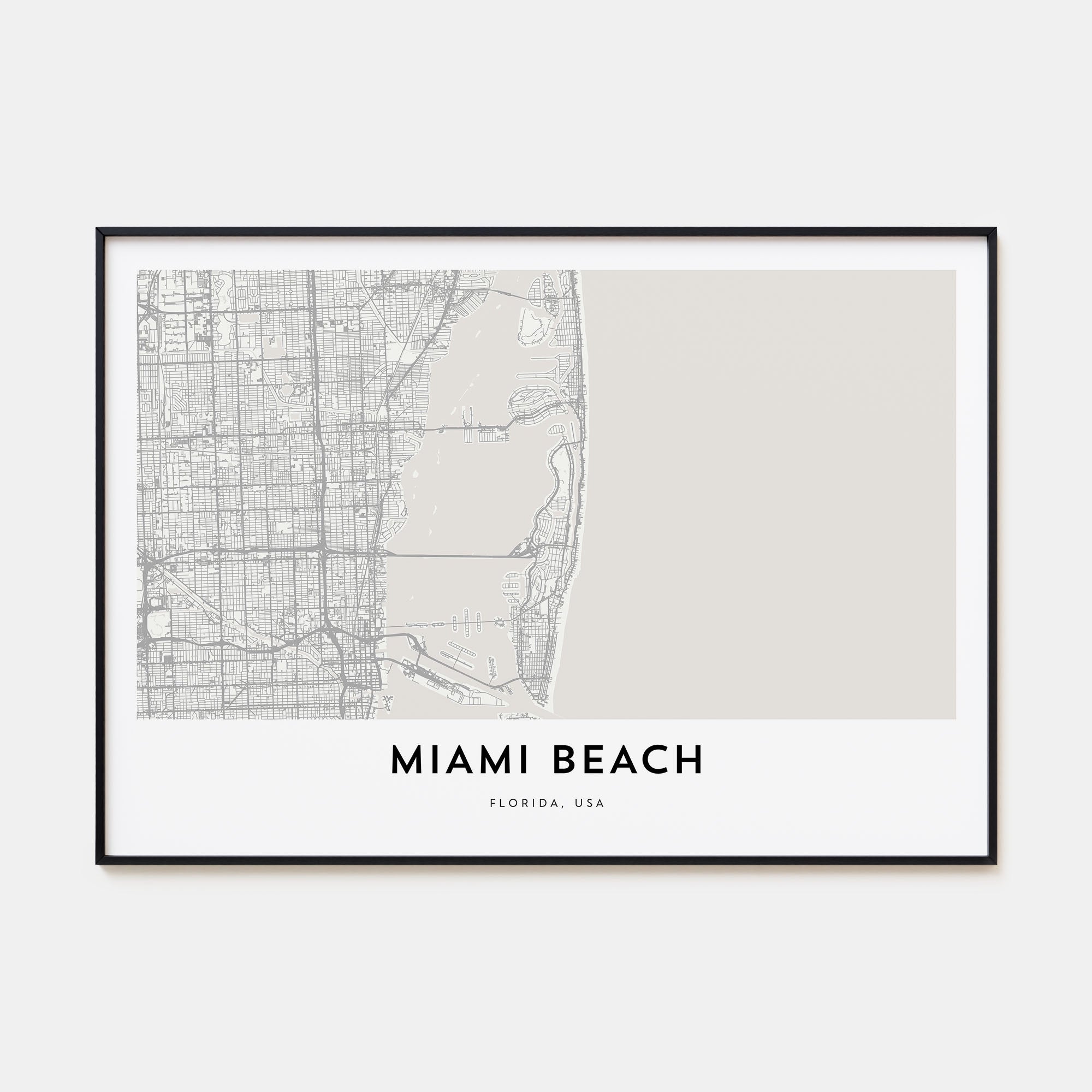 Miami Beach Map Landscape Poster