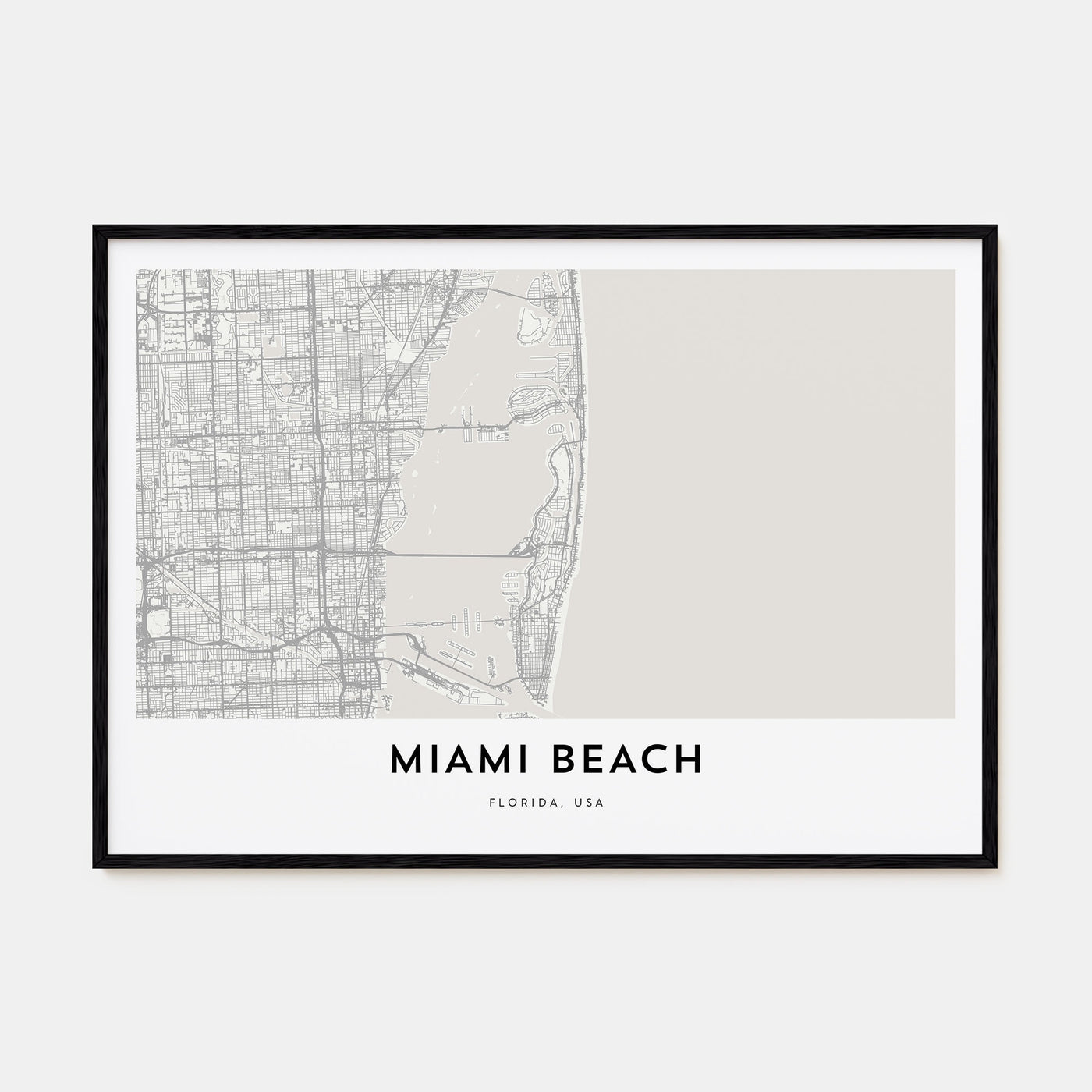 Miami Beach Map Landscape Poster