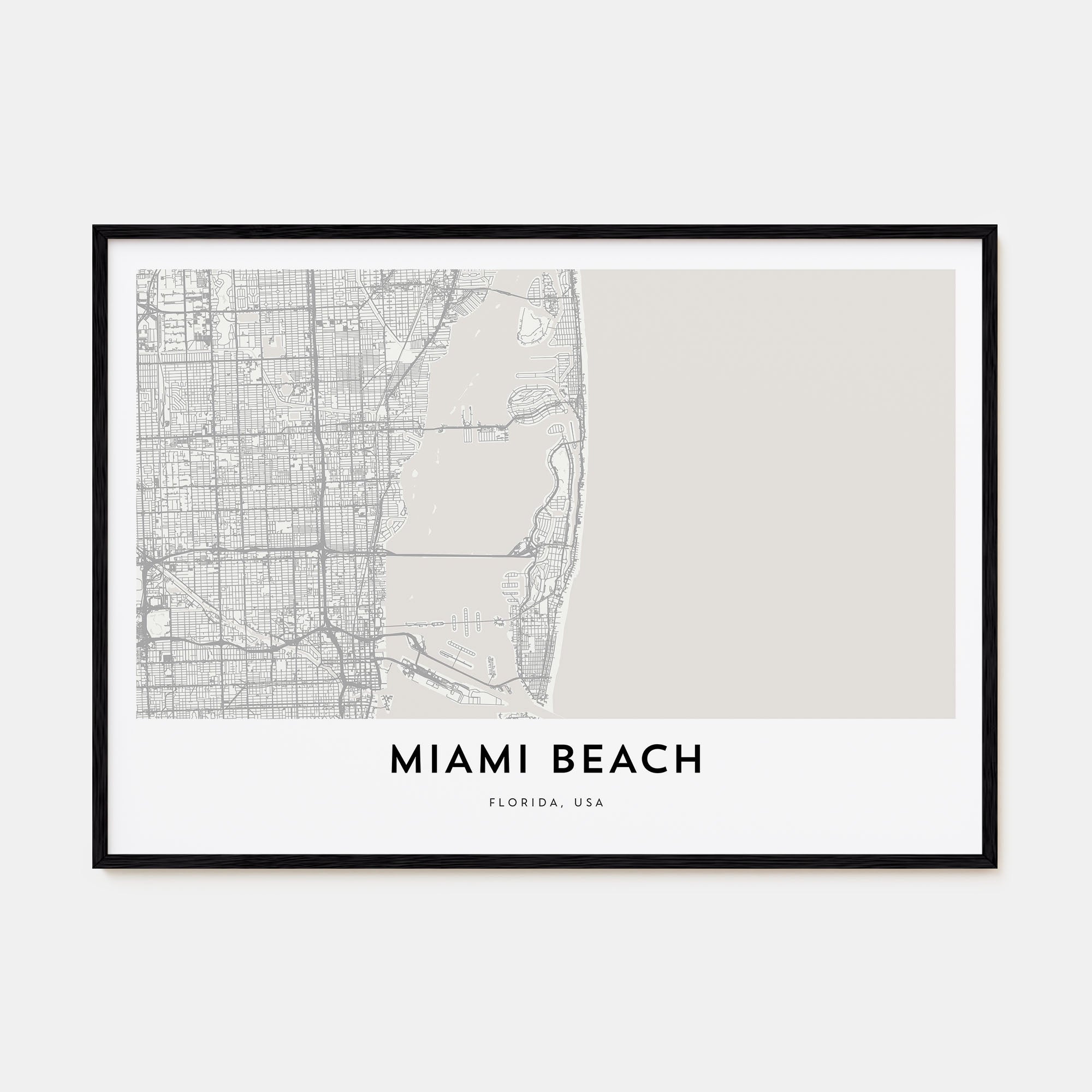 Miami Beach Map Landscape Poster