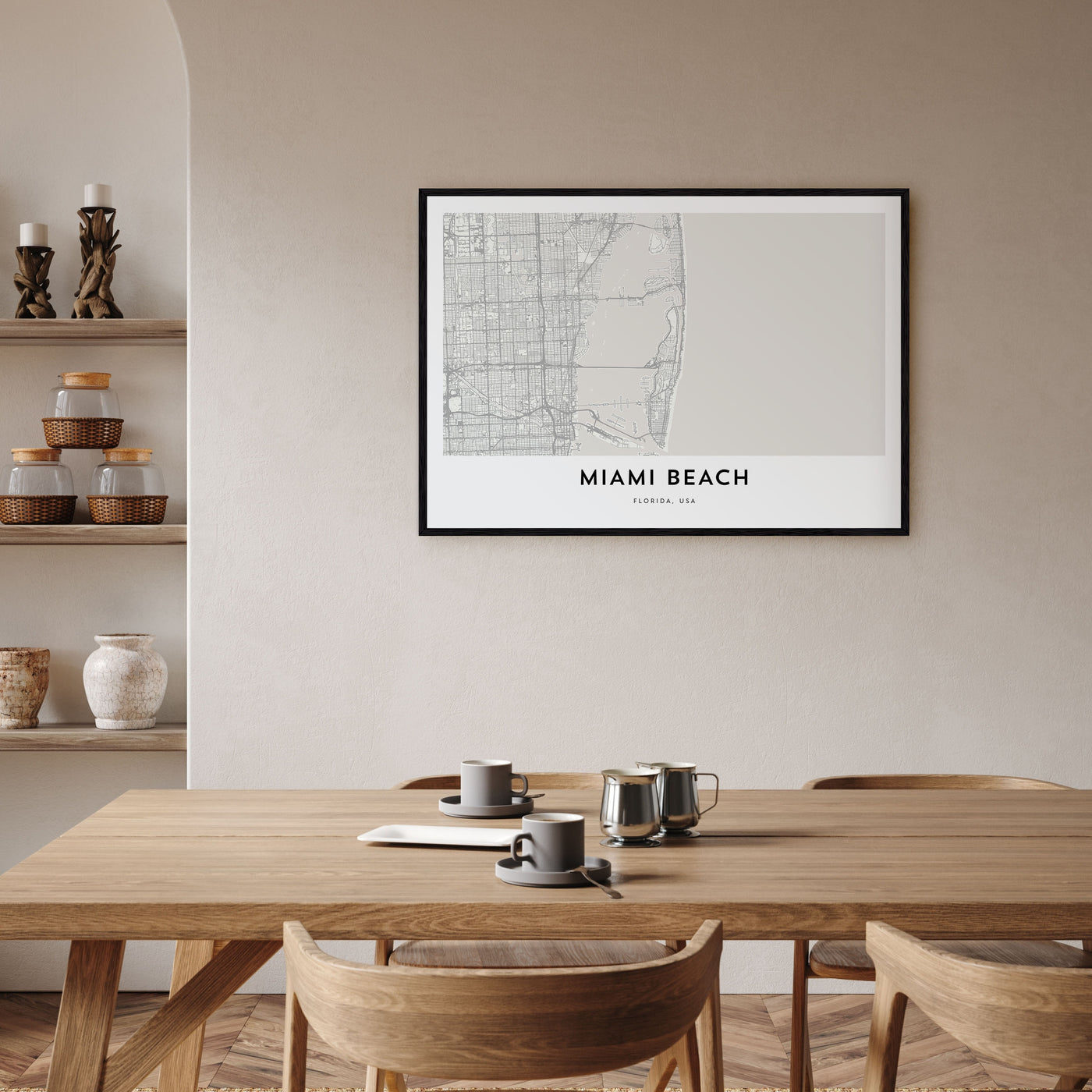 Miami Beach Map Landscape Poster